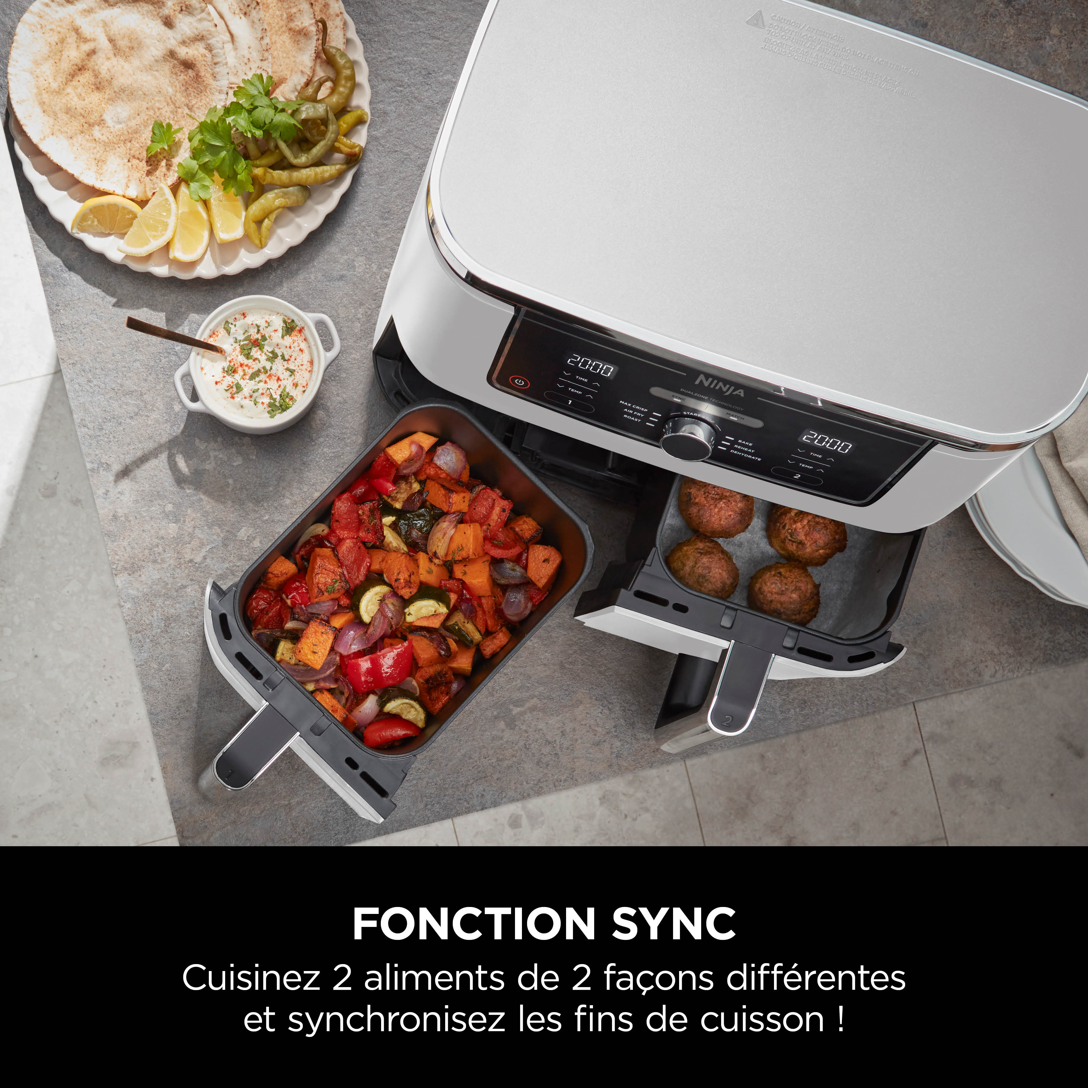 Voir la diapositive 7 : NINJA Friteuse sans huile à air chaud AF400EUWH - Blanc