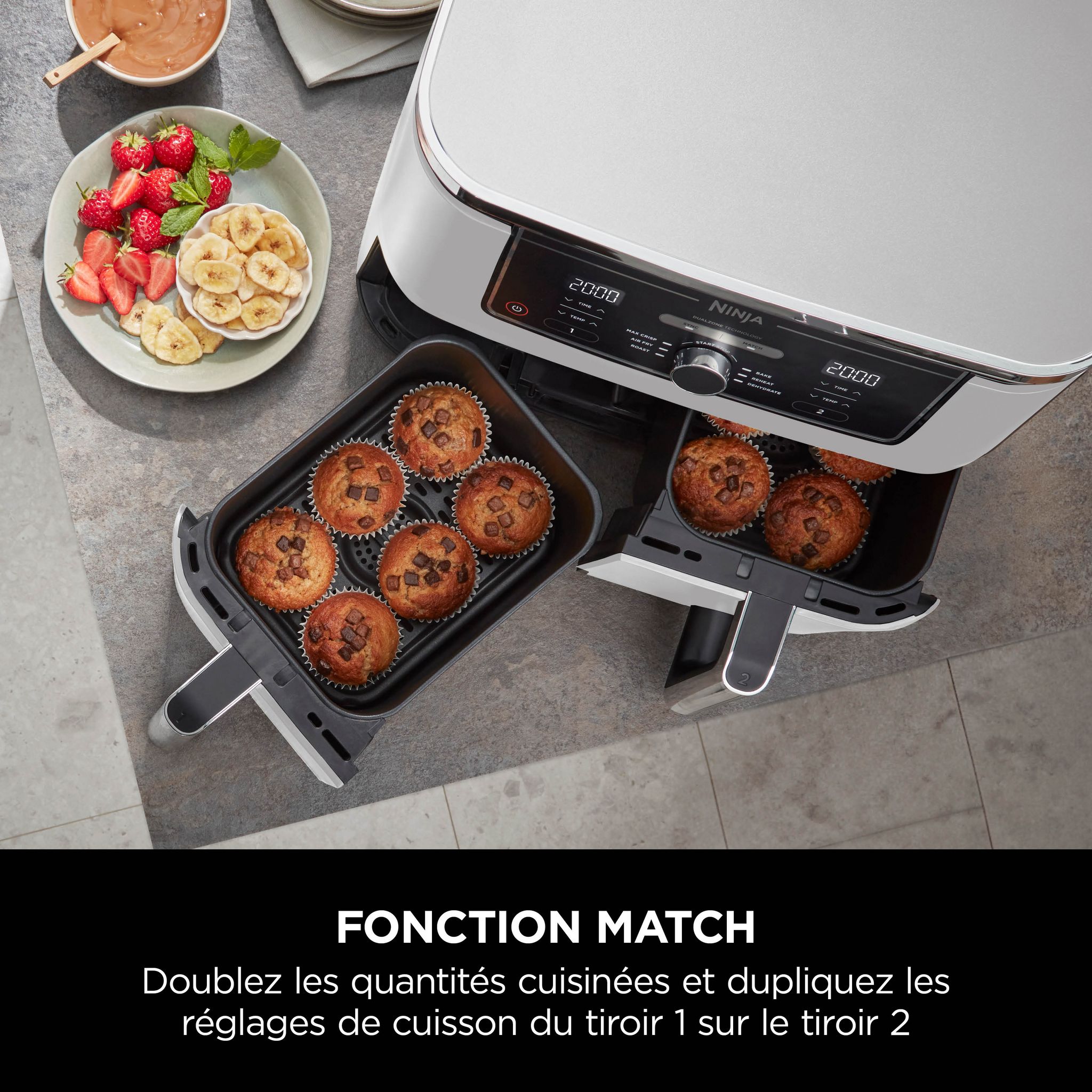 Voir la diapositive 8 : NINJA Friteuse sans huile à air chaud AF400EUWH - Blanc