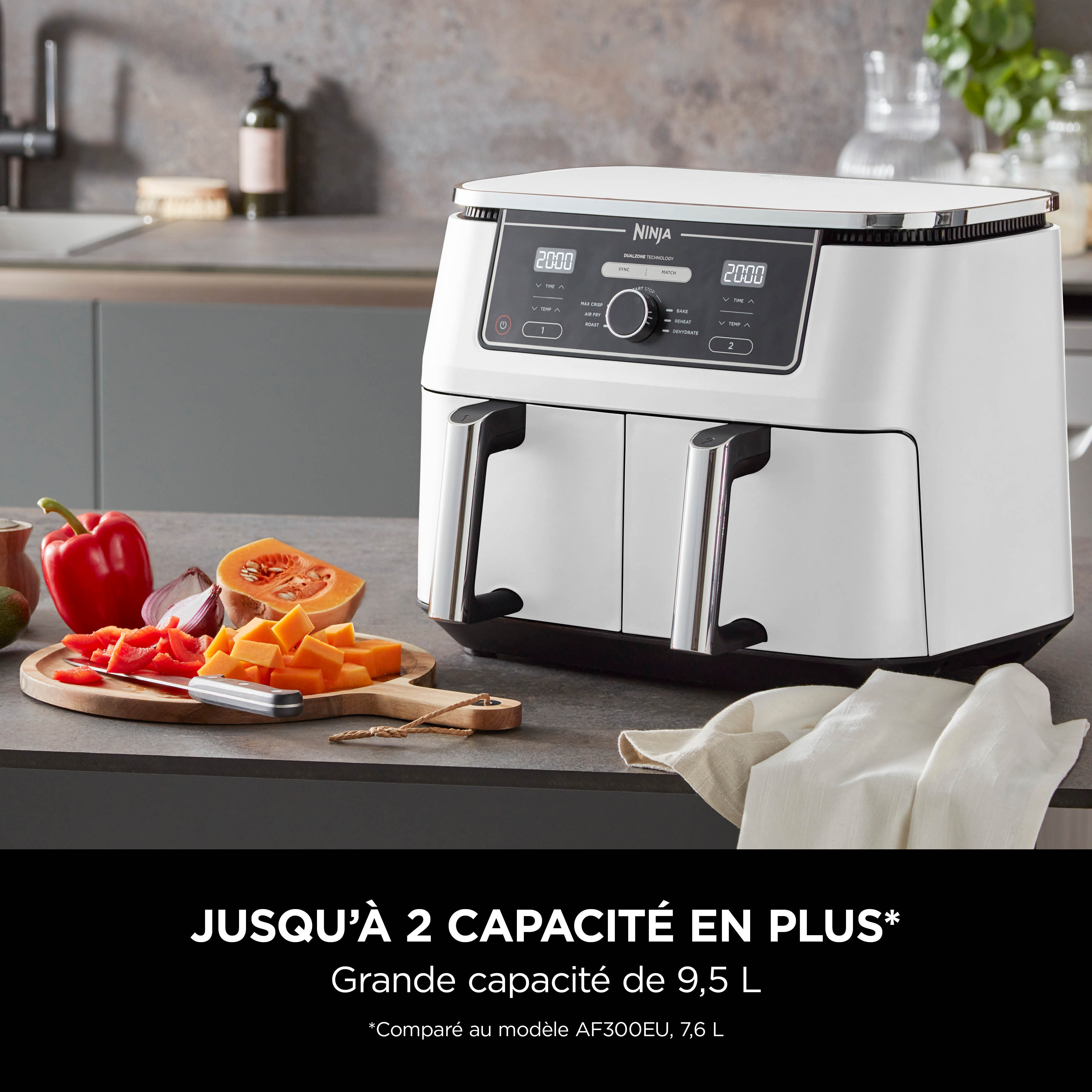 Voir la diapositive 9 : NINJA Friteuse sans huile à air chaud AF400EUWH - Blanc