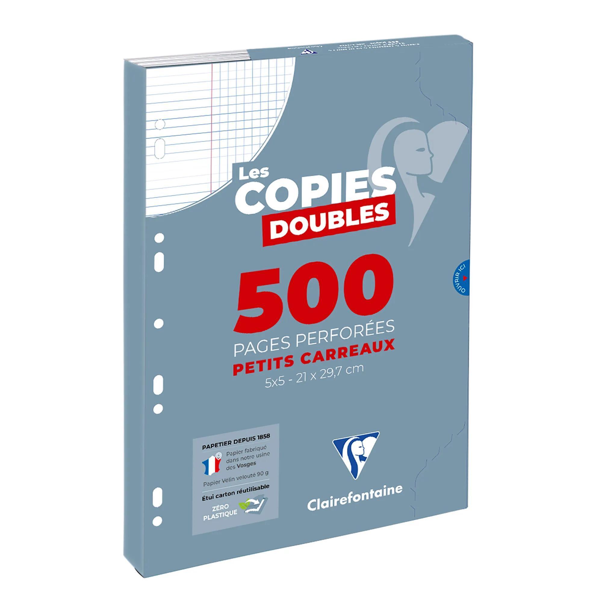 CLAIREFONTAINE Copies doubles petits carreaux 5x5mm - 500 pages sous étui, format 21x29.7cm