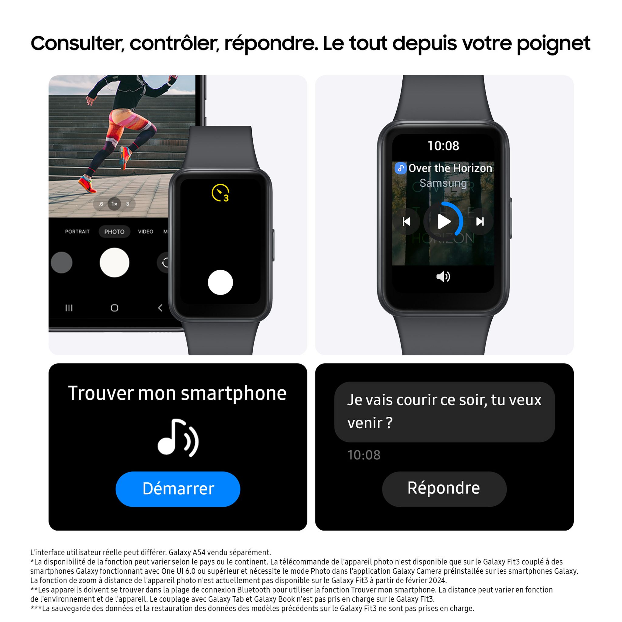 Voir la diapositive 6 : SAMSUNG Montre connectée Galaxy Fit3 - Gris