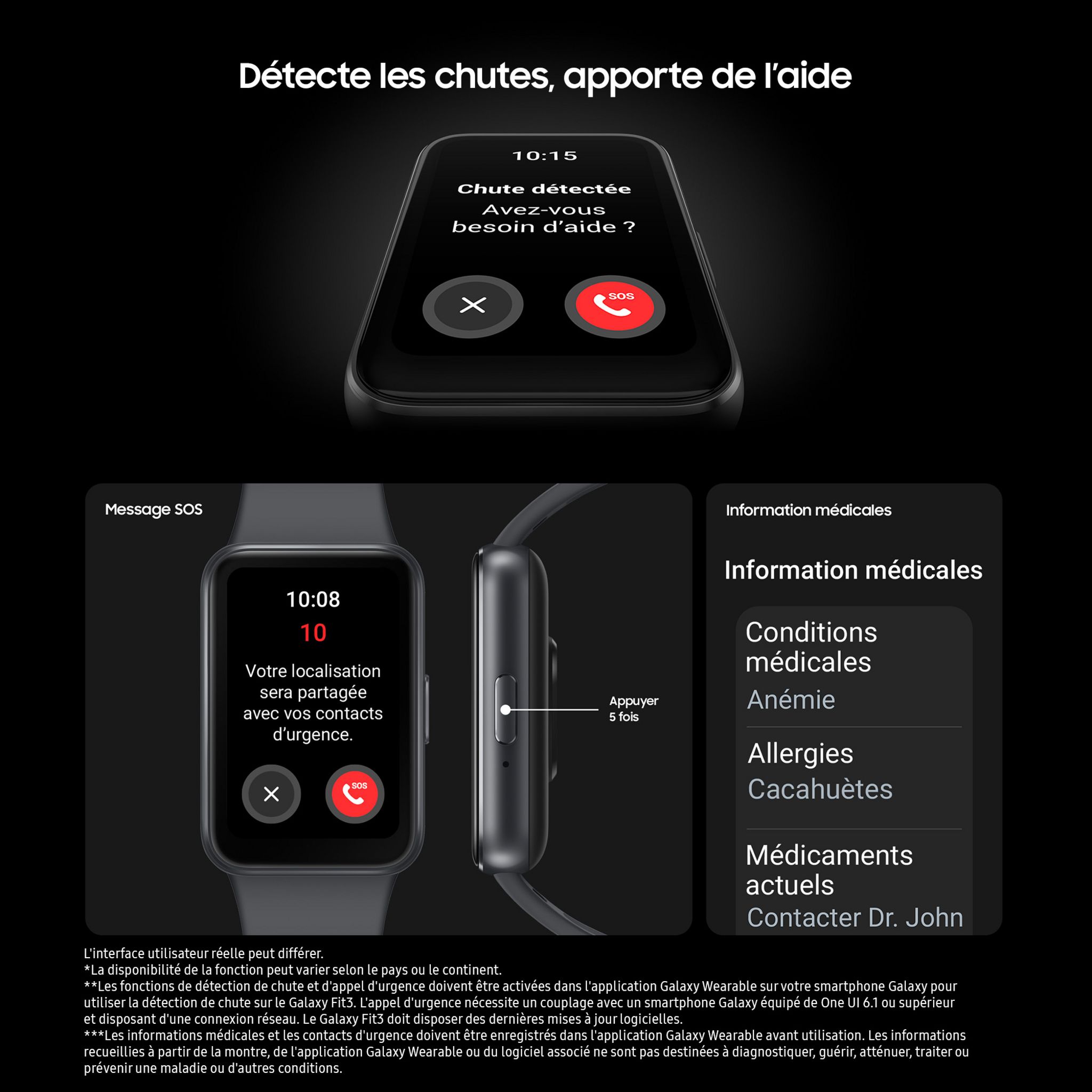 Voir la diapositive 8 : SAMSUNG Montre connectée Galaxy Fit3 - Gris