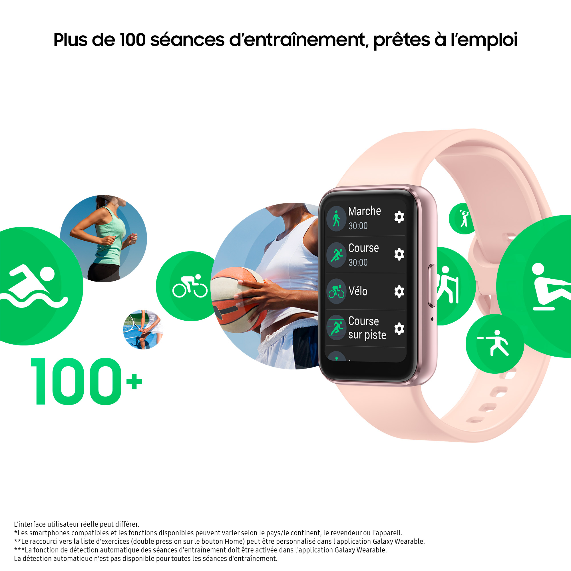 Voir la diapositive 4 : SAMSUNG Montre connectée Galaxy Fit3 - Rose