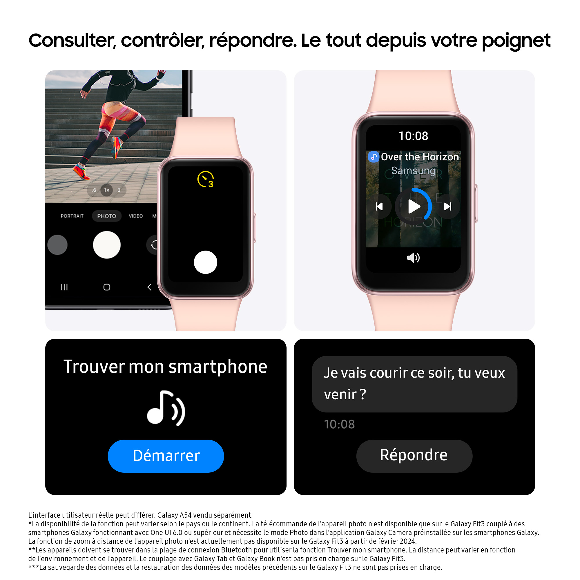 Voir la diapositive 6 : SAMSUNG Montre connectée Galaxy Fit3 - Rose