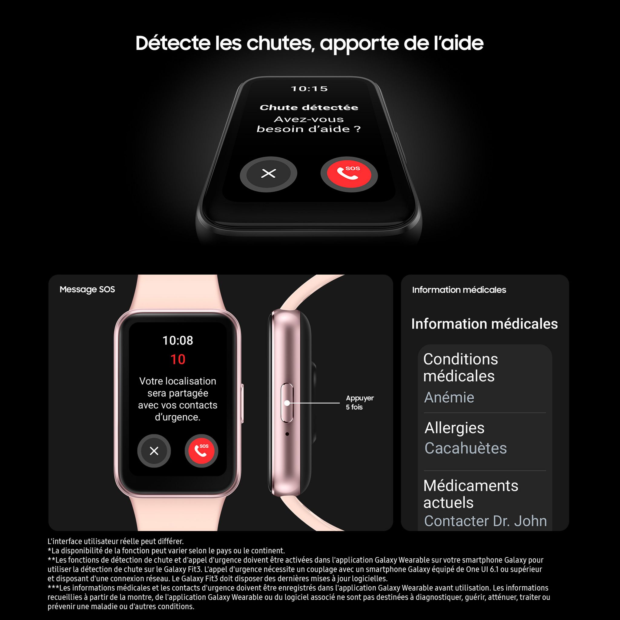 Voir la diapositive 8 : SAMSUNG Montre connectée Galaxy Fit3 - Rose