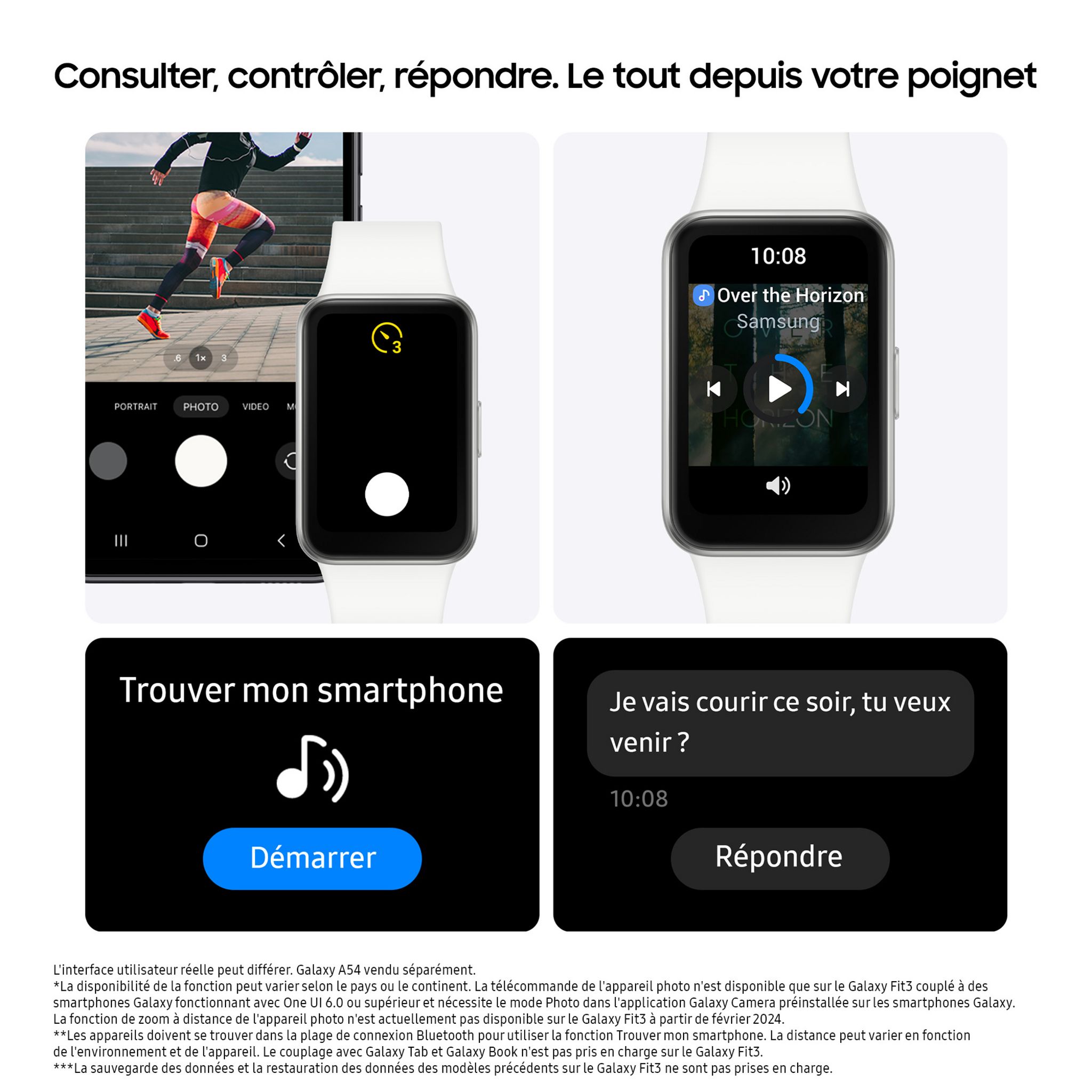 Voir la diapositive 6 : SAMSUNG Montre connectée Galaxy Fit3 - Silver