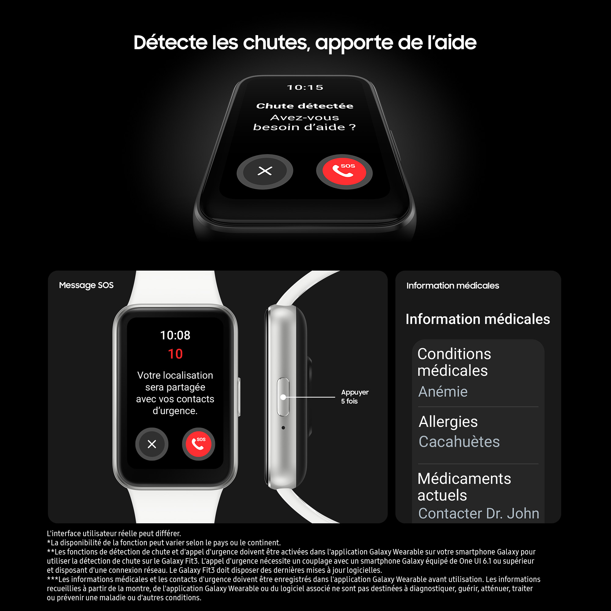 Voir la diapositive 8 : SAMSUNG Montre connectée Galaxy Fit3 - Silver