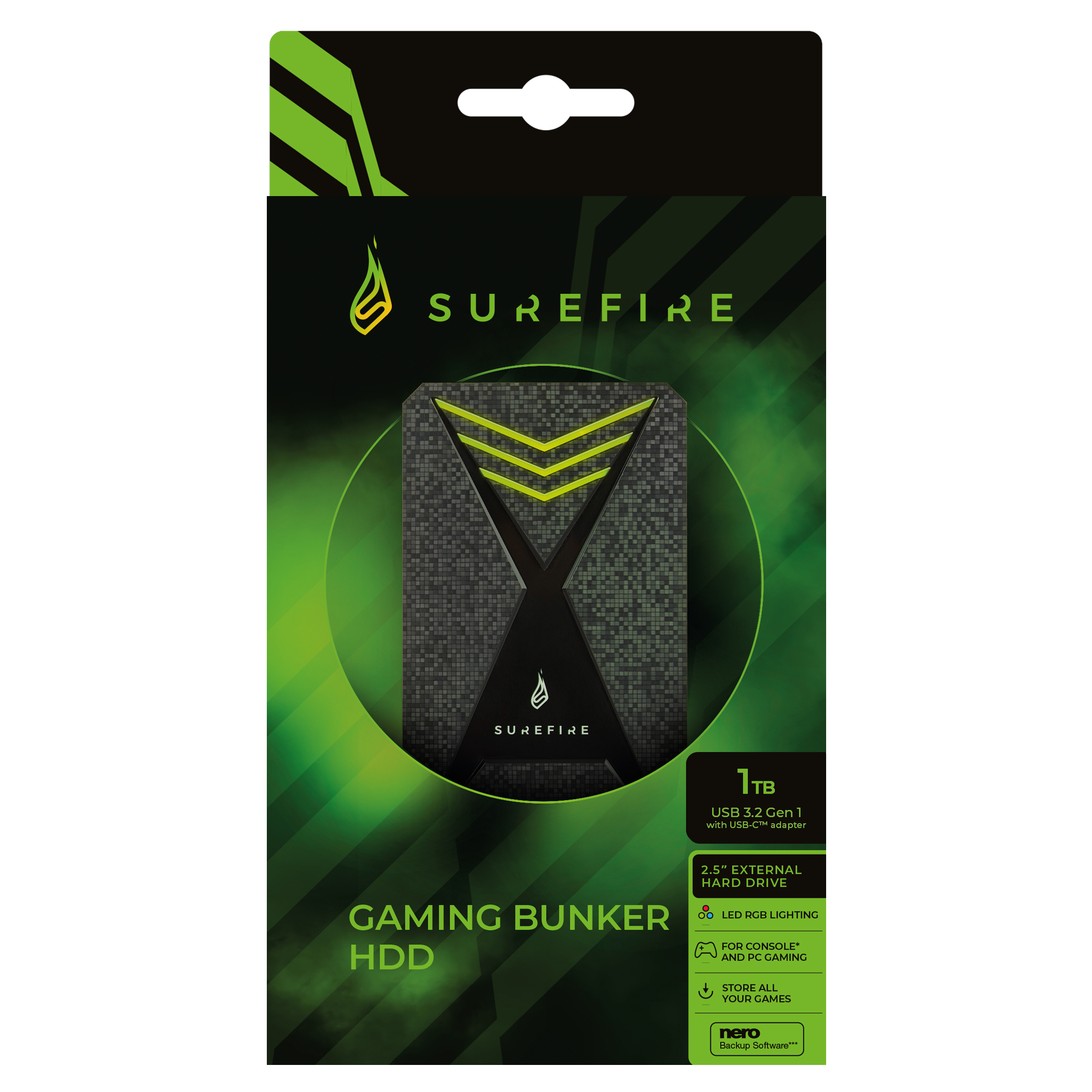 Voir la diapositive 2 : Surfire Disque Dur Externe Gaming Bunker 1TO