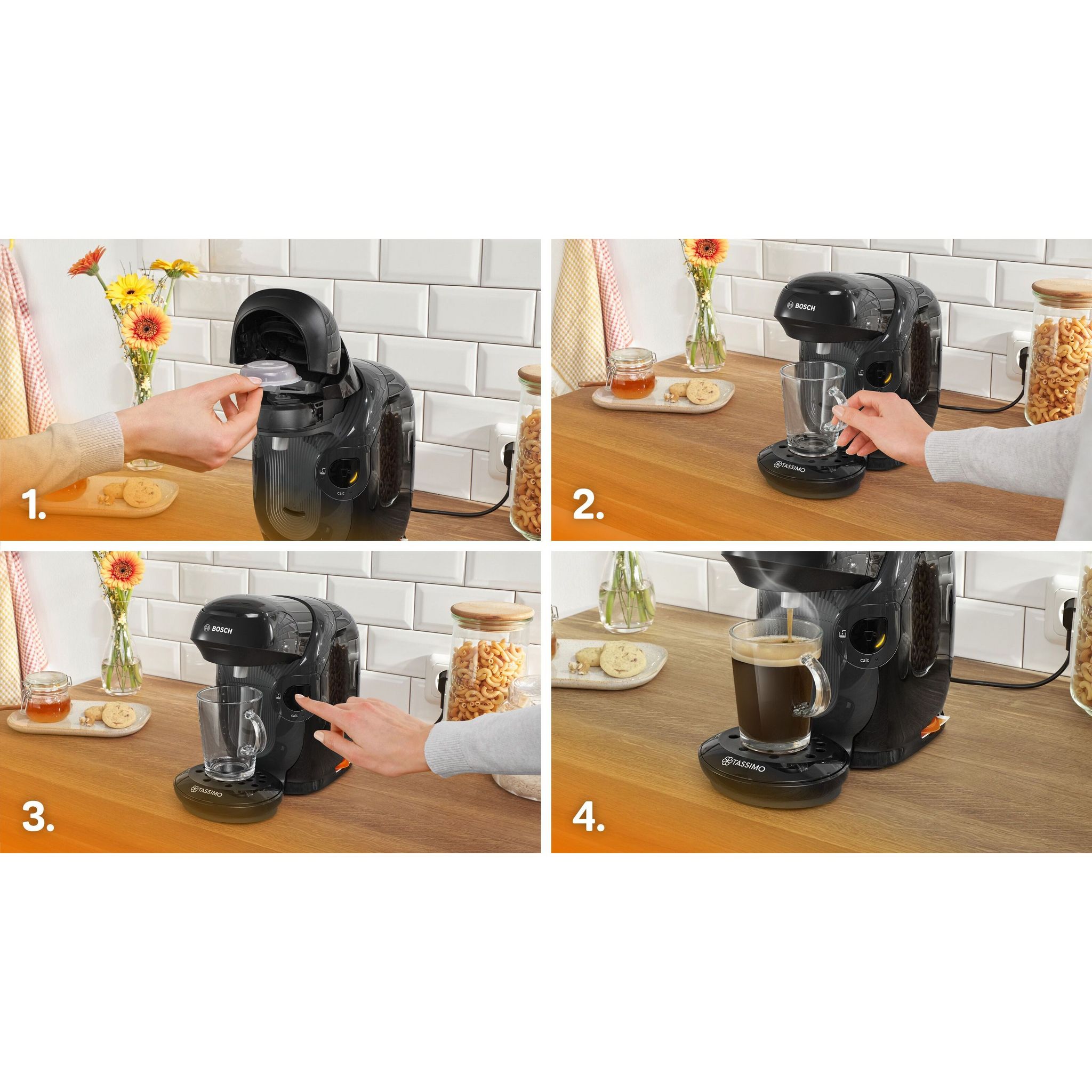 Voir la diapositive 3 : BOSCH Machine à café à dosette TAS1102C9 - Noir