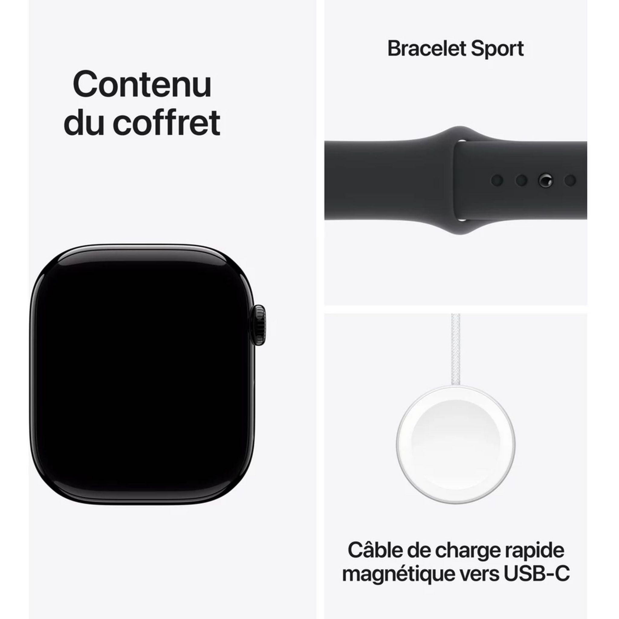 Voir la diapositive 3 : APPLE Montre connectée Watch 10 42mm Alu taille S/M - Noir