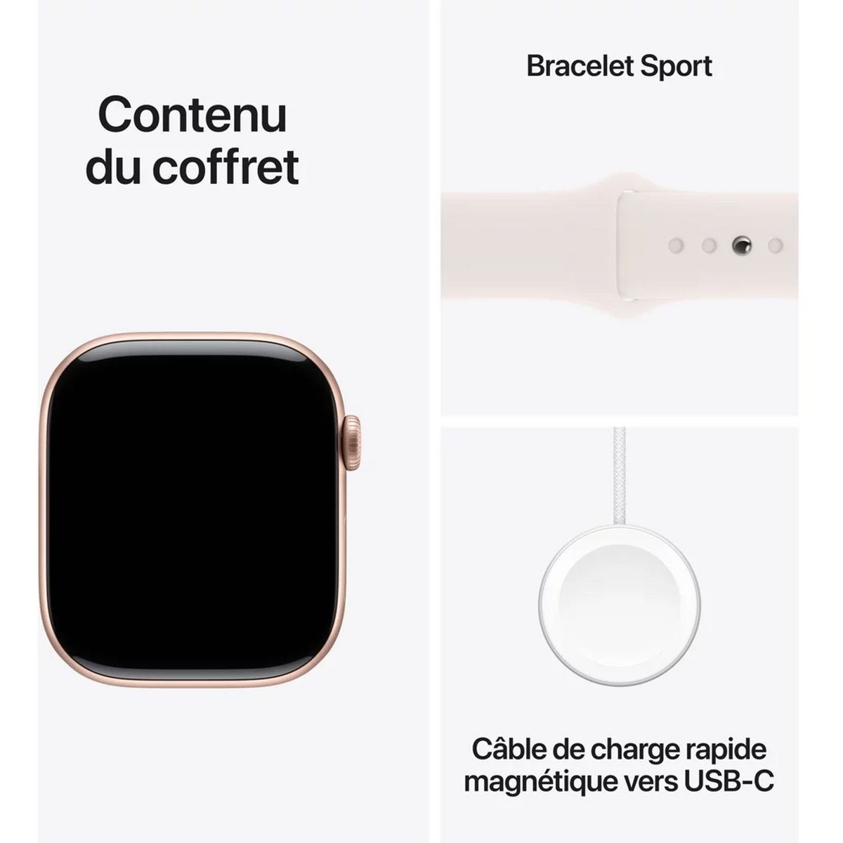 APPLE Montre connectée Watch 10 42mm Alu taille S/M - Or Rose