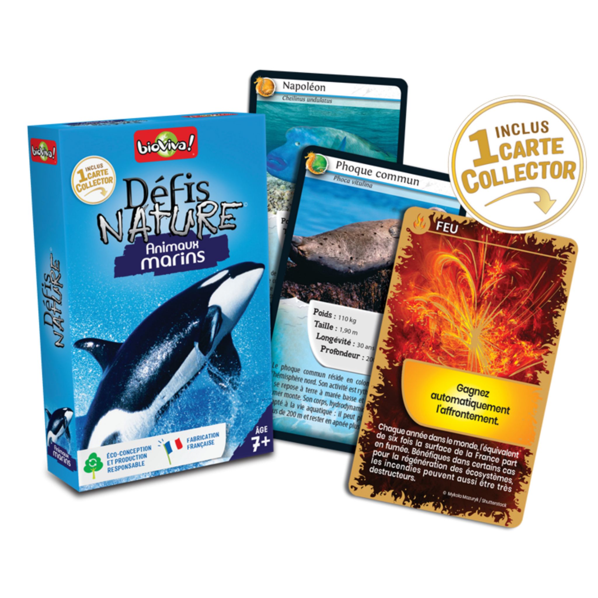 Voir la diapositive 4 : BIOVIVA Pack cartes Défi Nature Animaux Marins inclus une carte collector