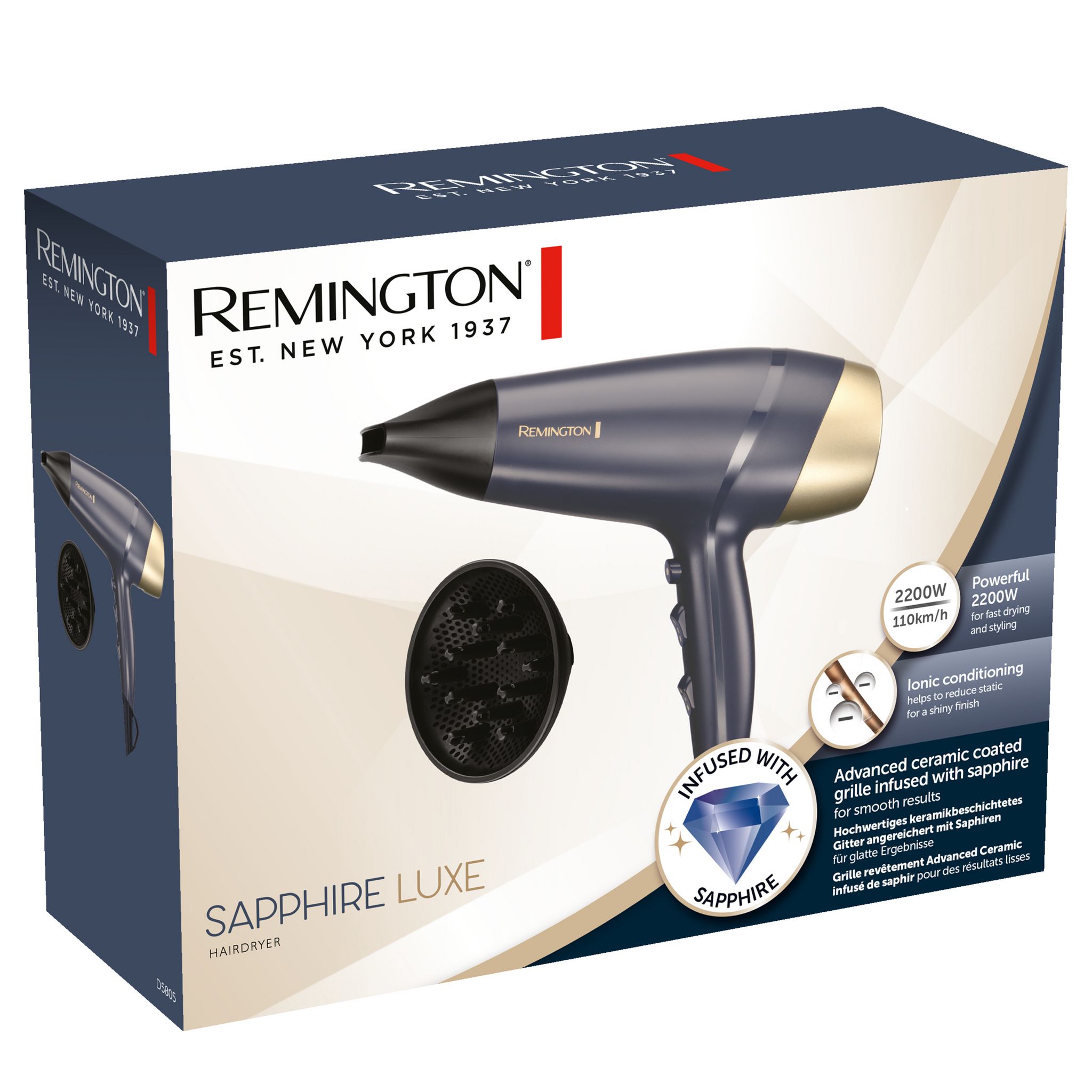 Voir la diapositive 2 : REMINGTON Sèche cheveux D5805 - Bleu