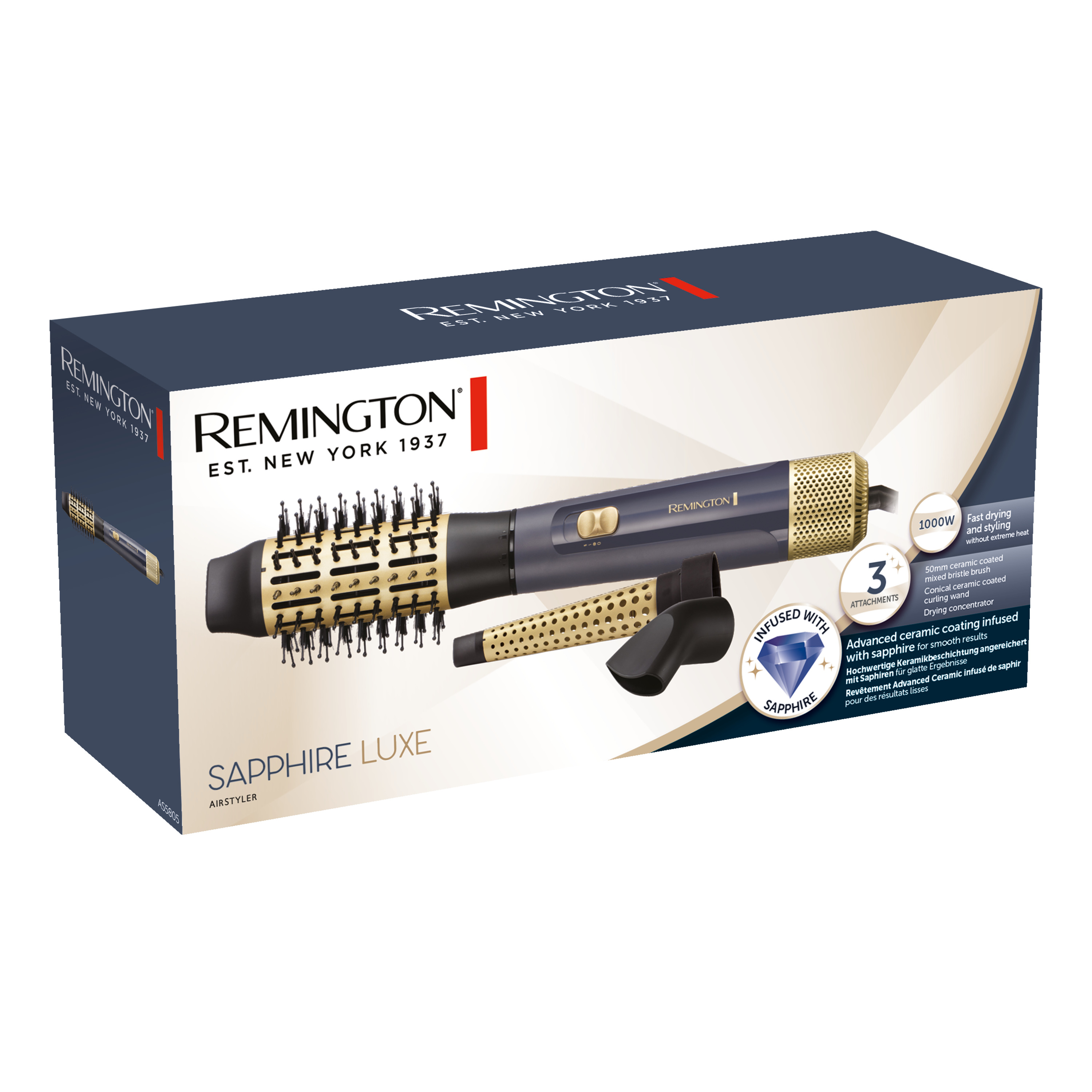Voir la diapositive 2 : REMINGTON Brosse soufflante AS5805 - Bleu