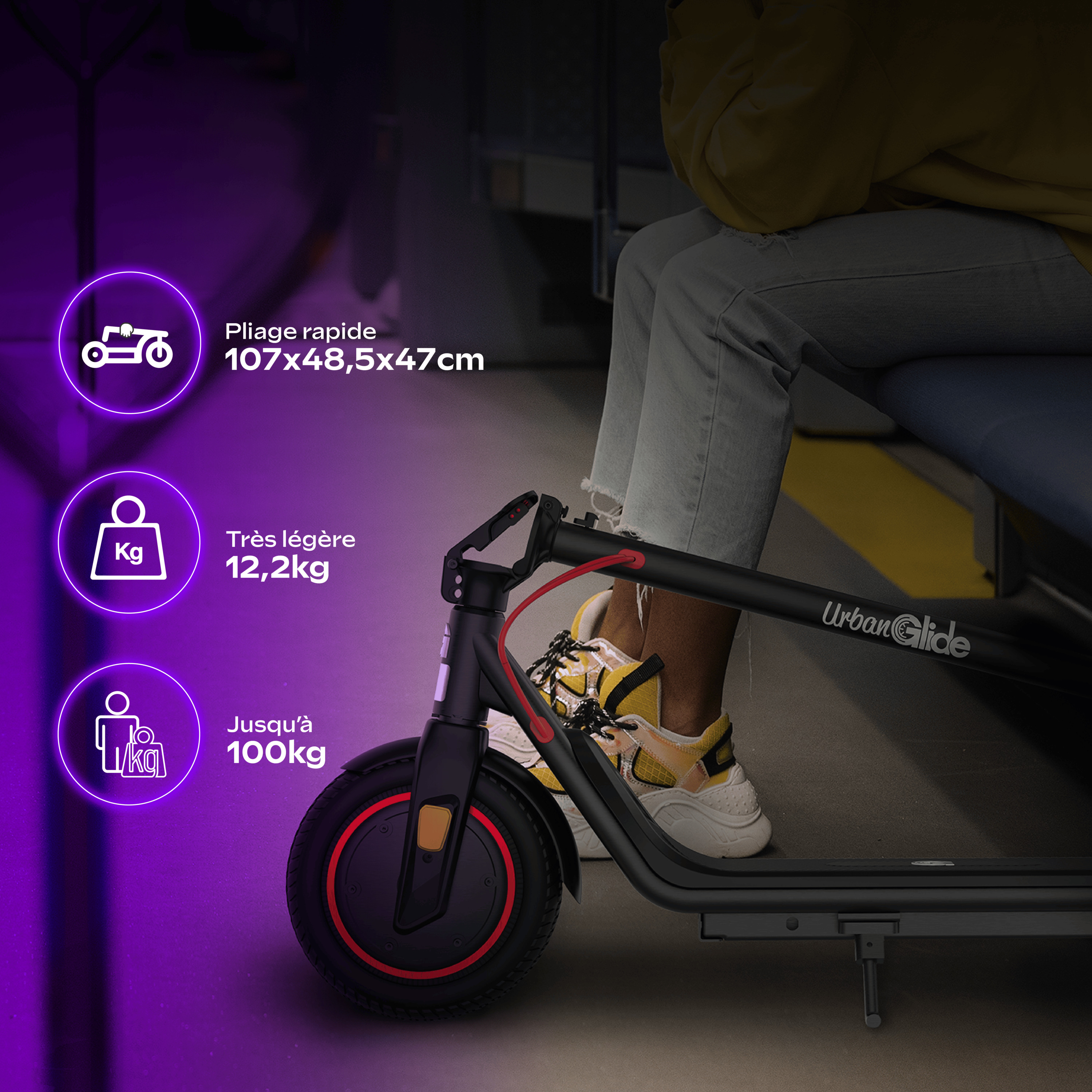 Voir la diapositive 3 : URBANGLIDE Trottinette électrique Ride 85 Lite - Noir