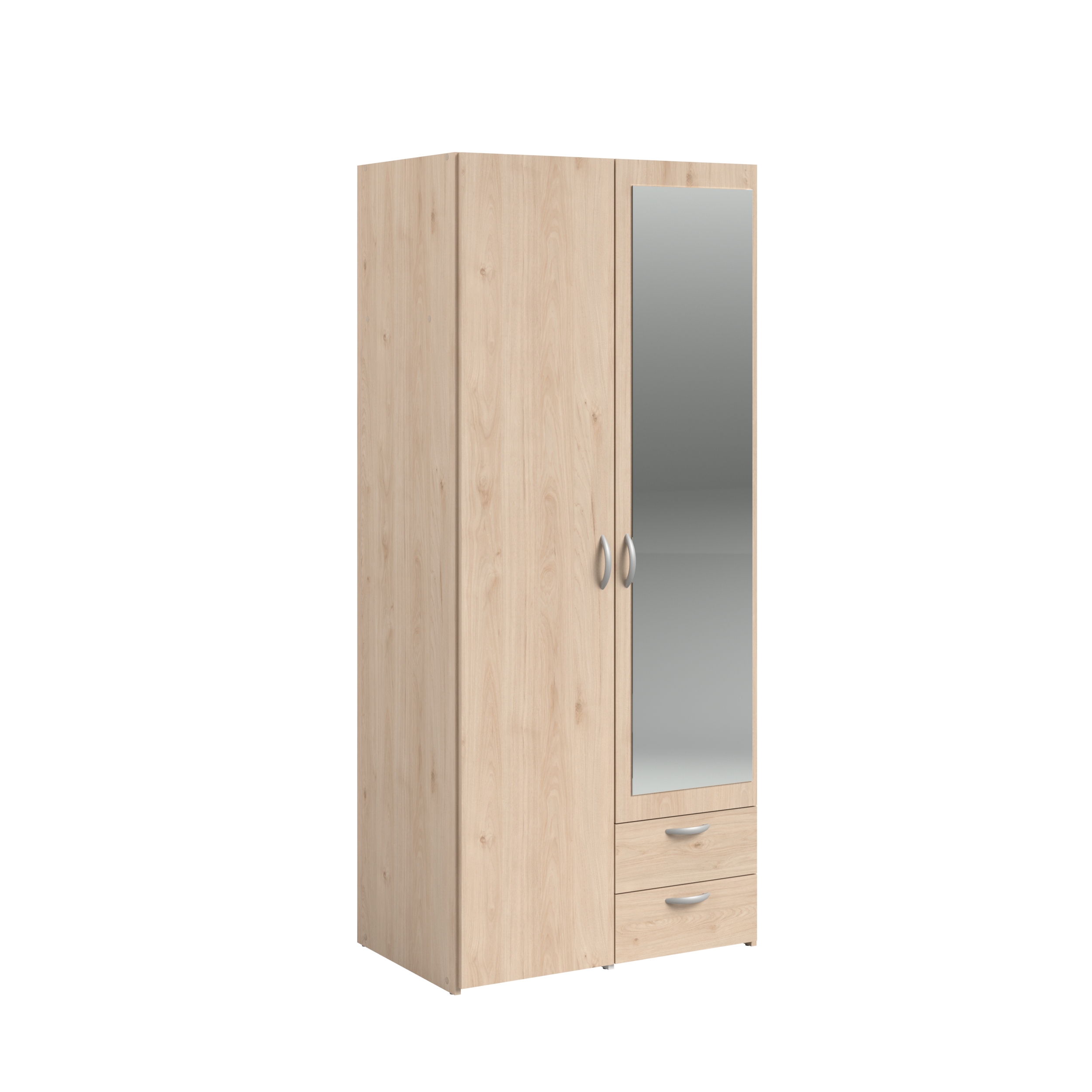 Voir la diapositive 4 : Armoire 2 portes dont 1 avec miroir et 2 tiroirs L81cm DAISY 2