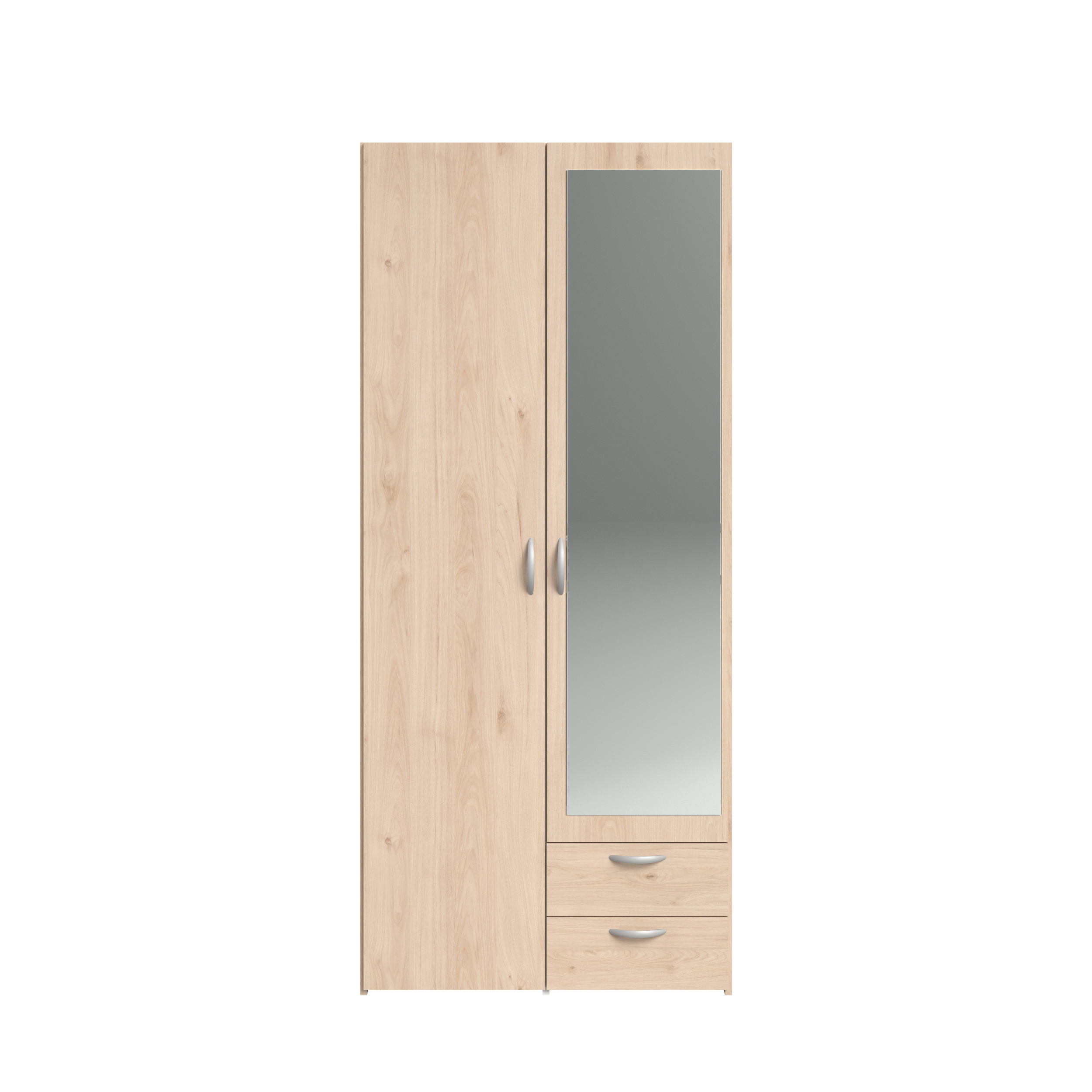 Voir la diapositive 6 : Armoire 2 portes dont 1 avec miroir et 2 tiroirs L81cm DAISY 2