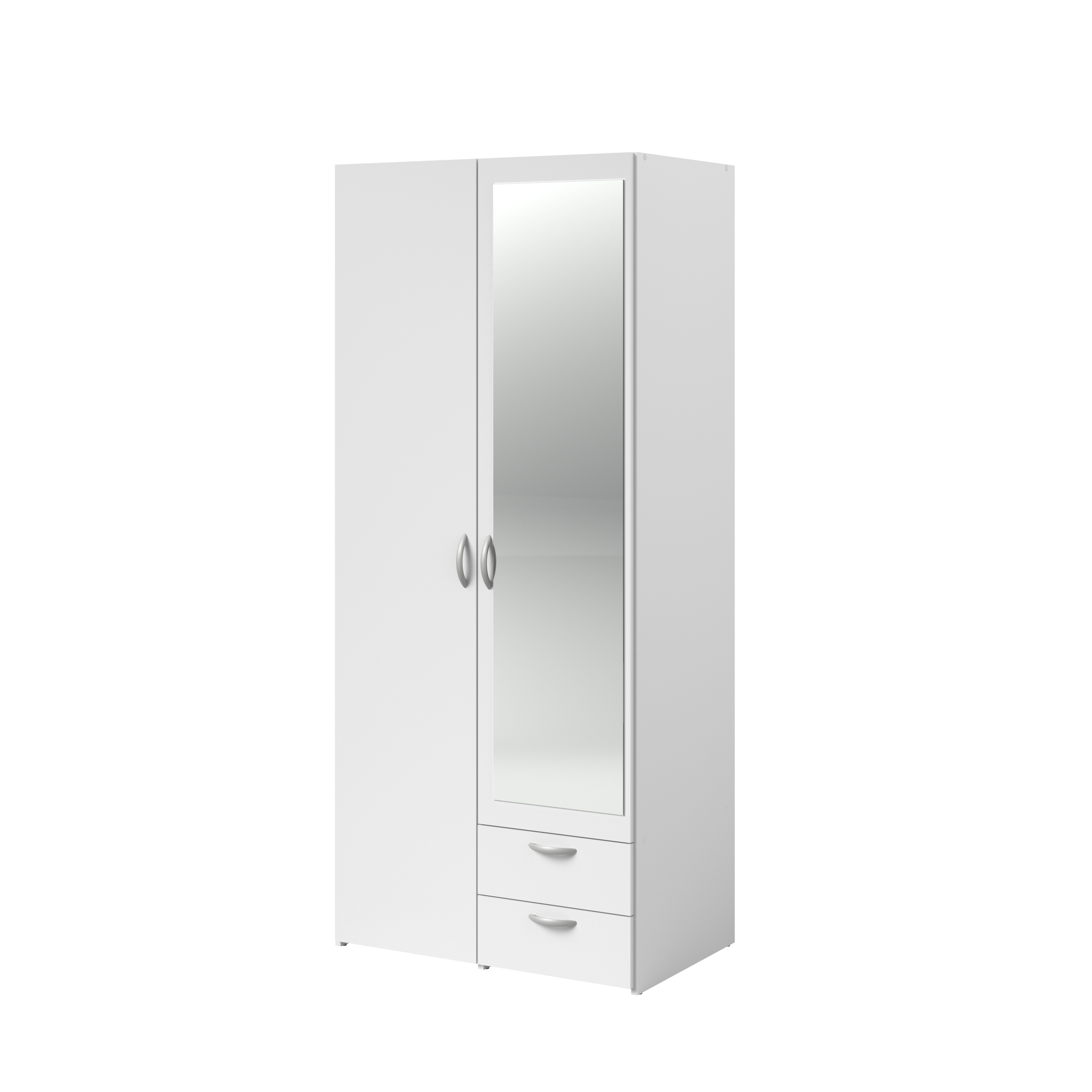 Voir la diapositive 4 : Armoire 2 portes dont 1 avec miroir et 2 tiroirs L81cm DAISY 2