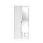 Voir la diapositive 5 : Armoire 2 portes dont 1 avec miroir et 2 tiroirs L81cm DAISY 2