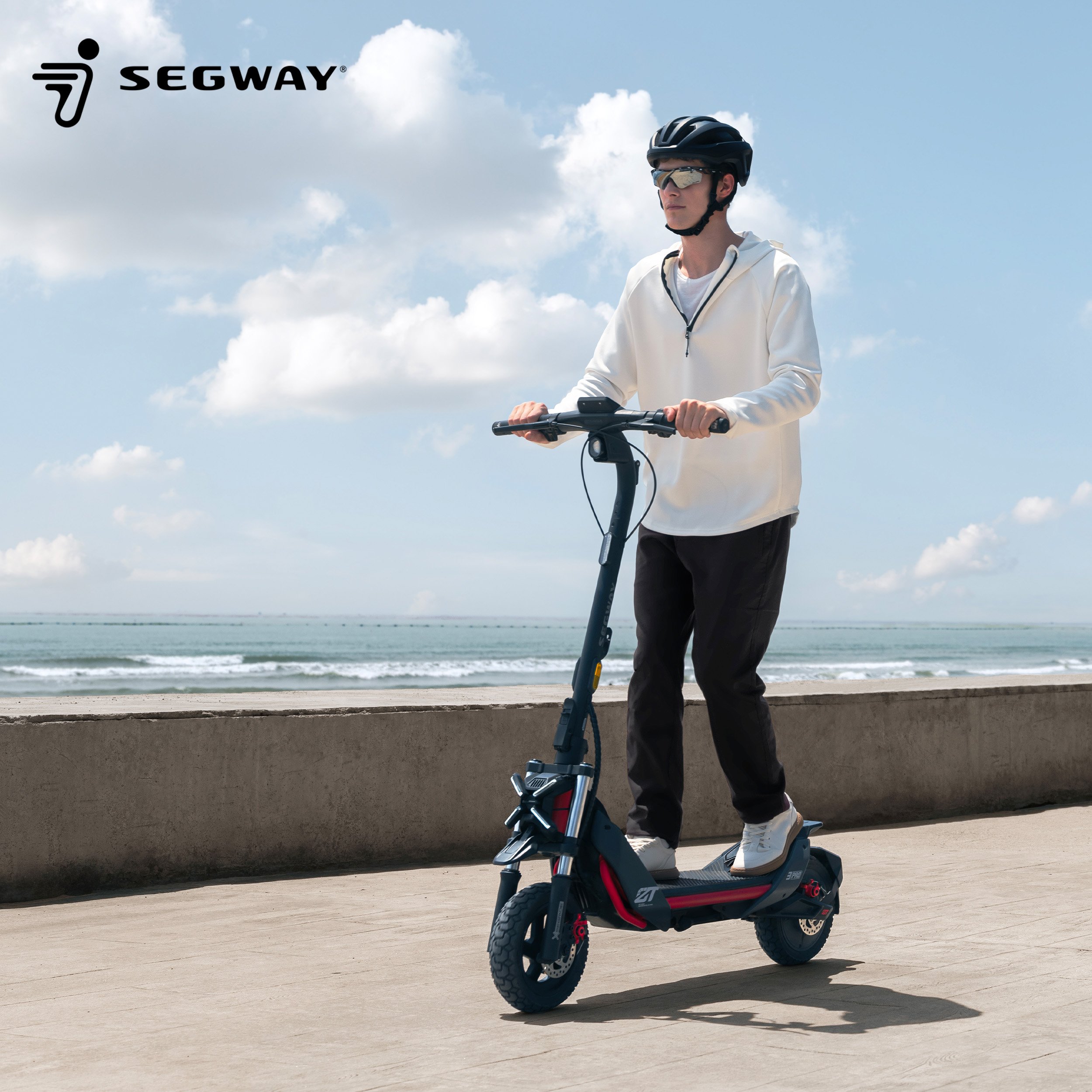 Voir la diapositive 13 : SEGWAY Trottinette électrique ZT3 Pro - Noir et Rouge