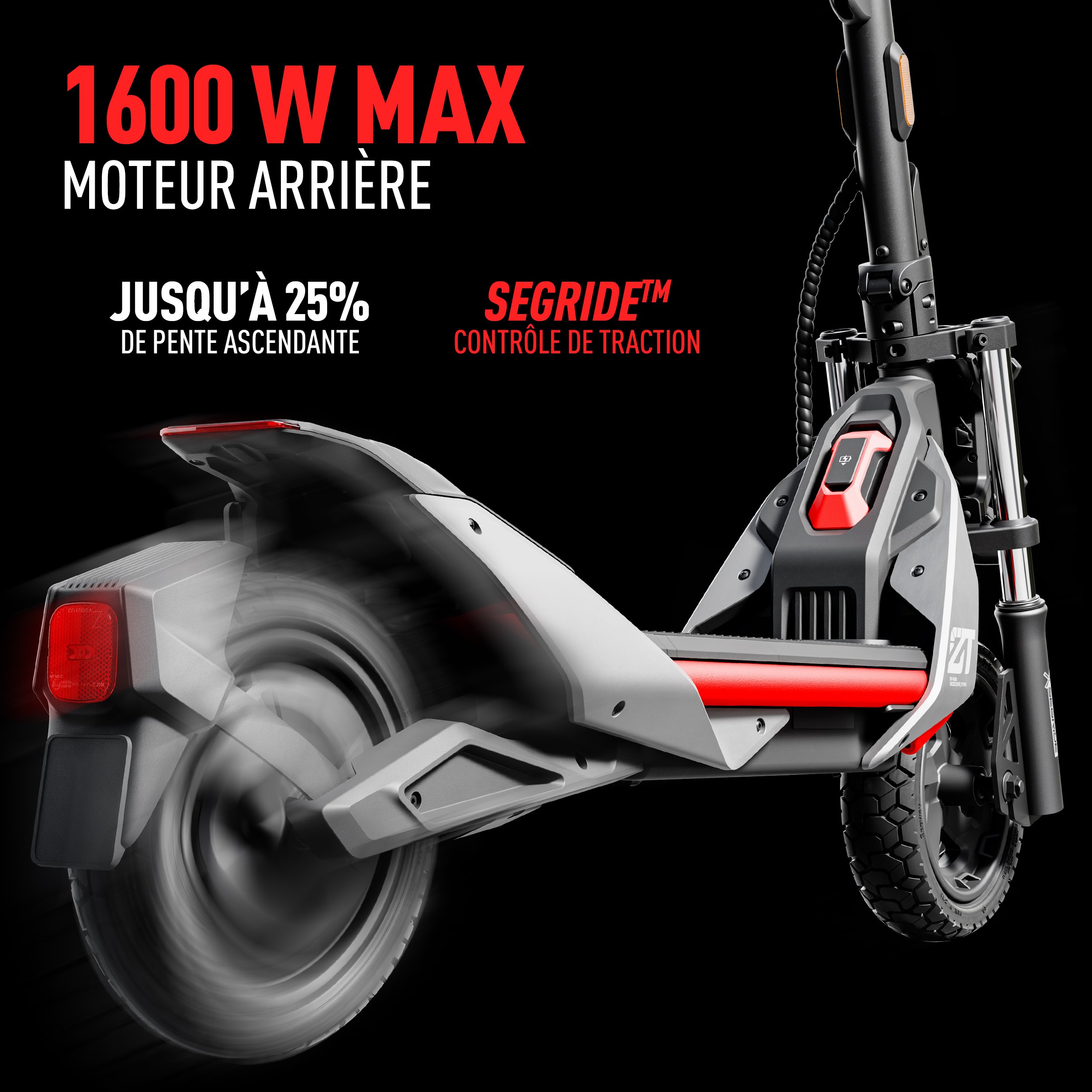 Voir la diapositive 5 : SEGWAY Trottinette électrique ZT3 Pro - Noir et Rouge