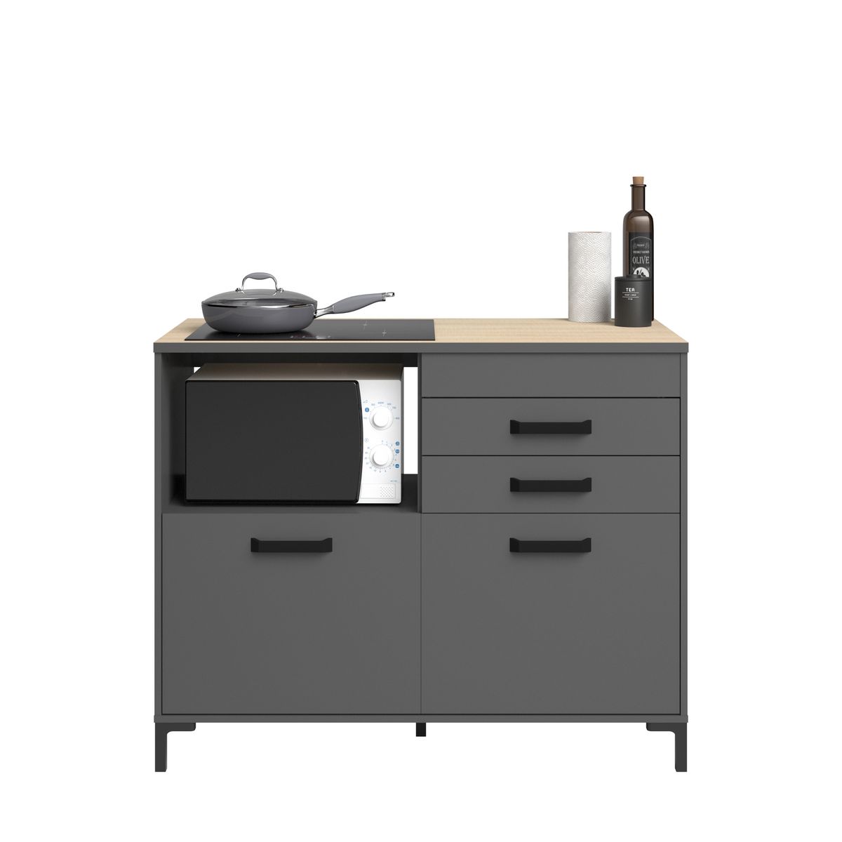 Meuble bas de cuisine 2 portes 2 tiroirs L118cm SAMBA