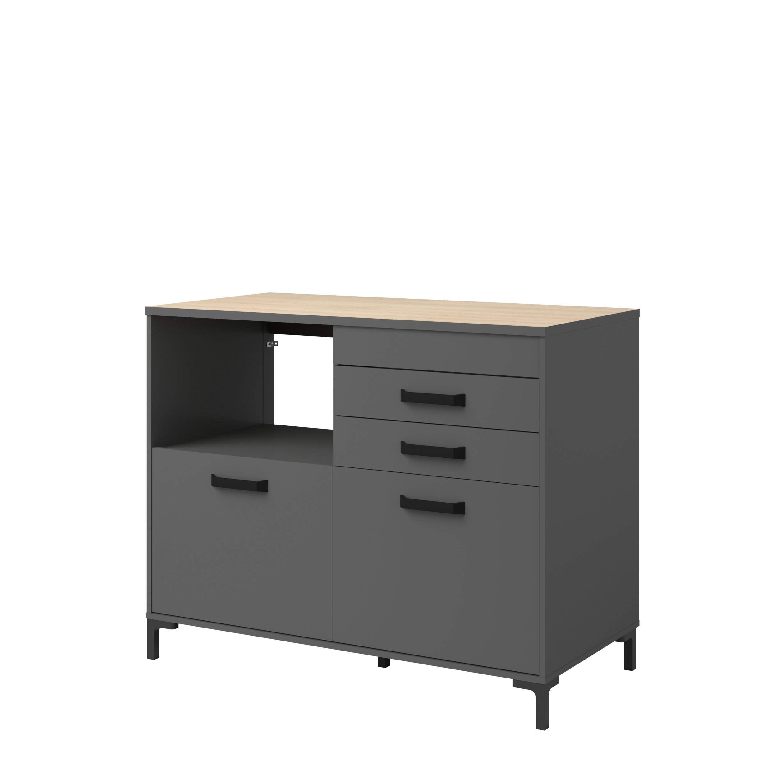 Voir la diapositive 4 : Meuble bas de cuisine 2 portes 2 tiroirs L118cm SAMBA