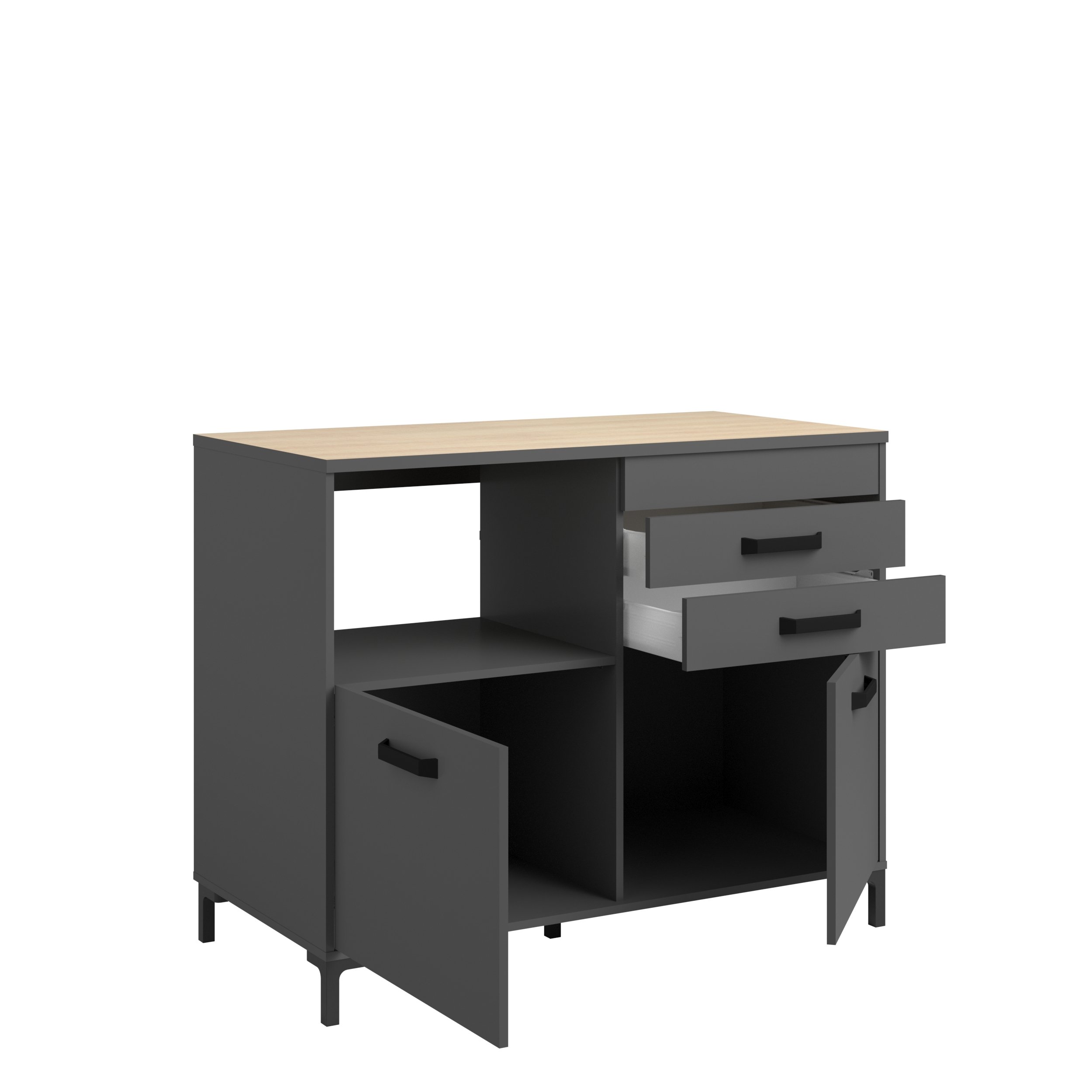 Voir la diapositive 6 : Meuble bas de cuisine 2 portes 2 tiroirs L118cm SAMBA