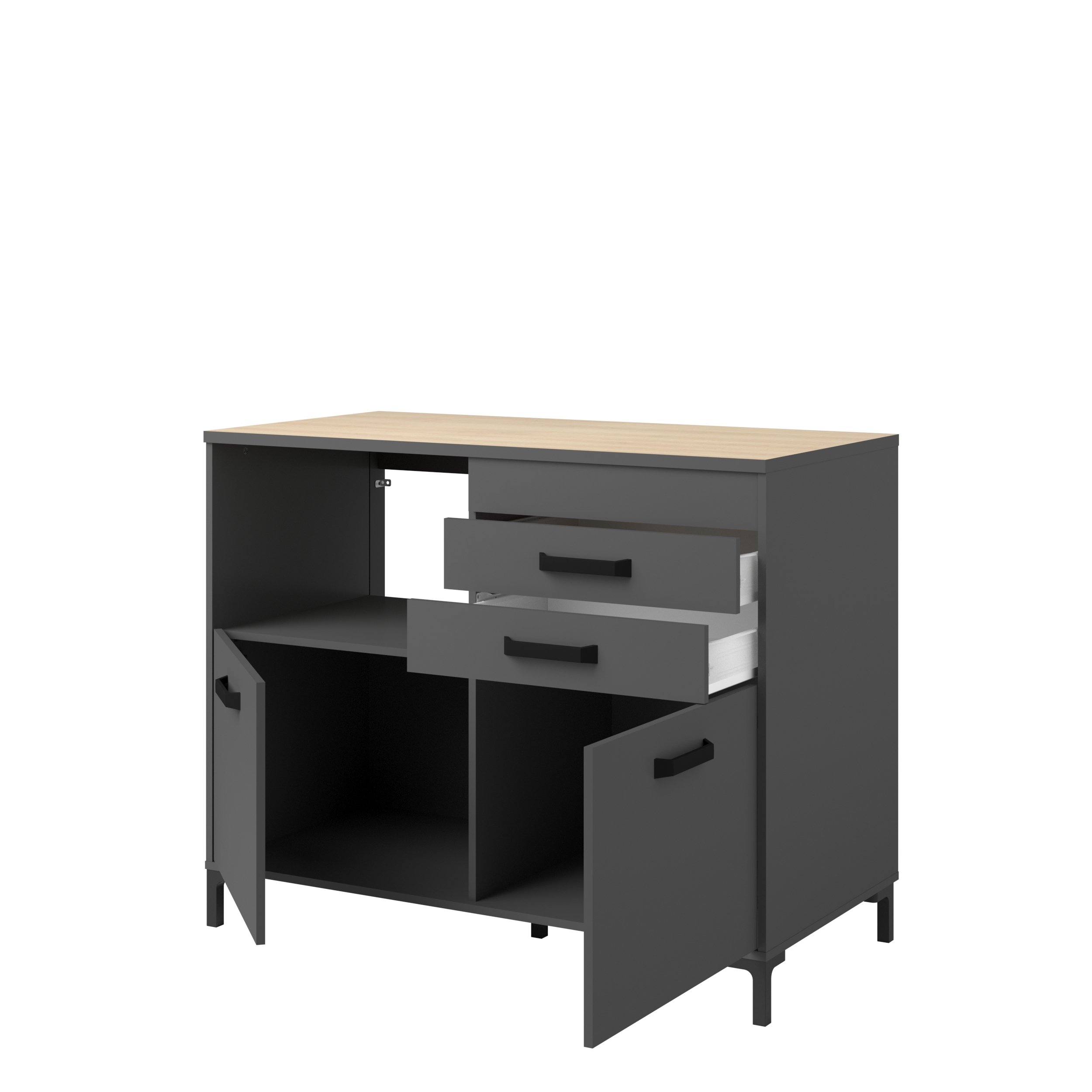 Voir la diapositive 7 : Meuble bas de cuisine 2 portes 2 tiroirs L118cm SAMBA