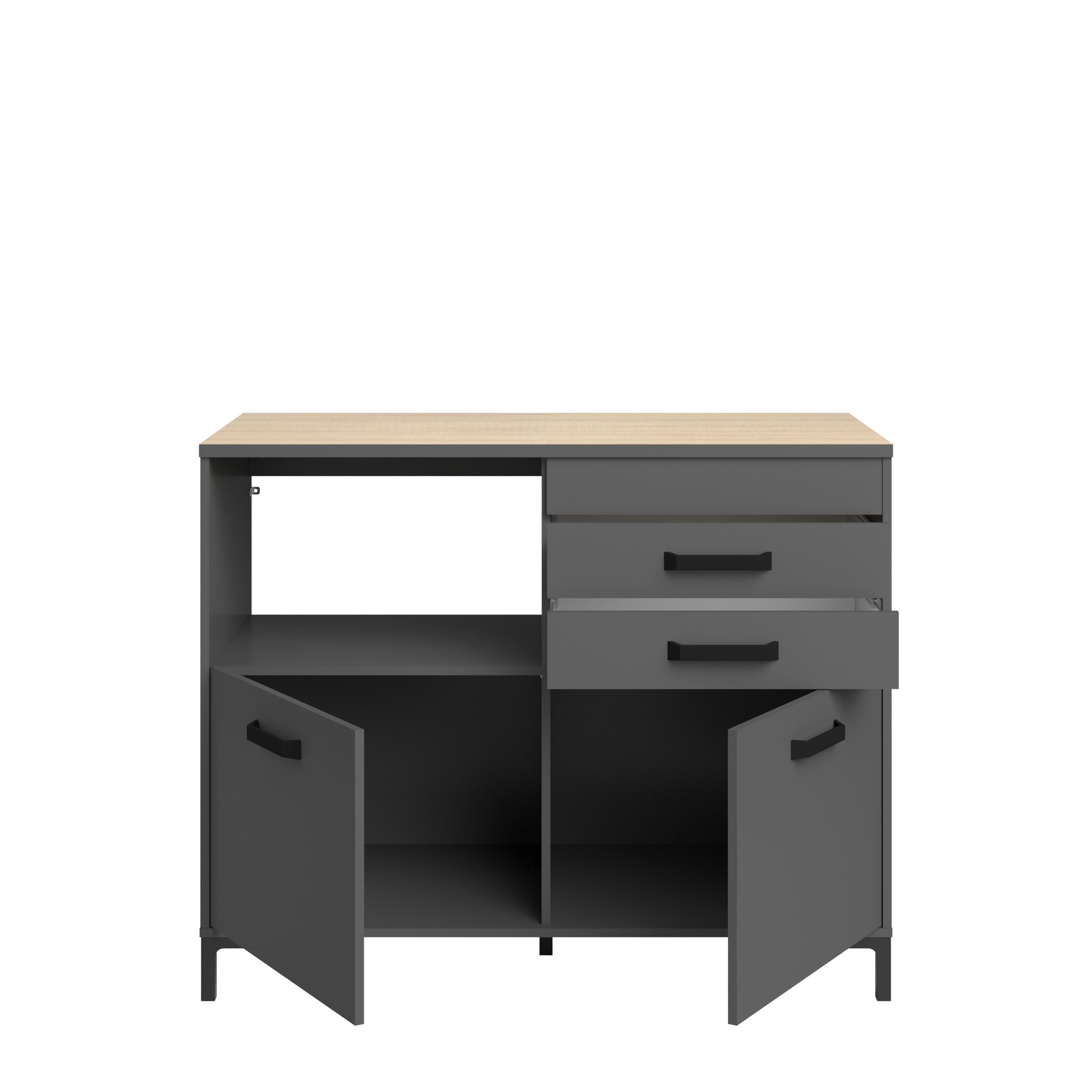 Voir la diapositive 8 : Meuble bas de cuisine 2 portes 2 tiroirs L118cm SAMBA