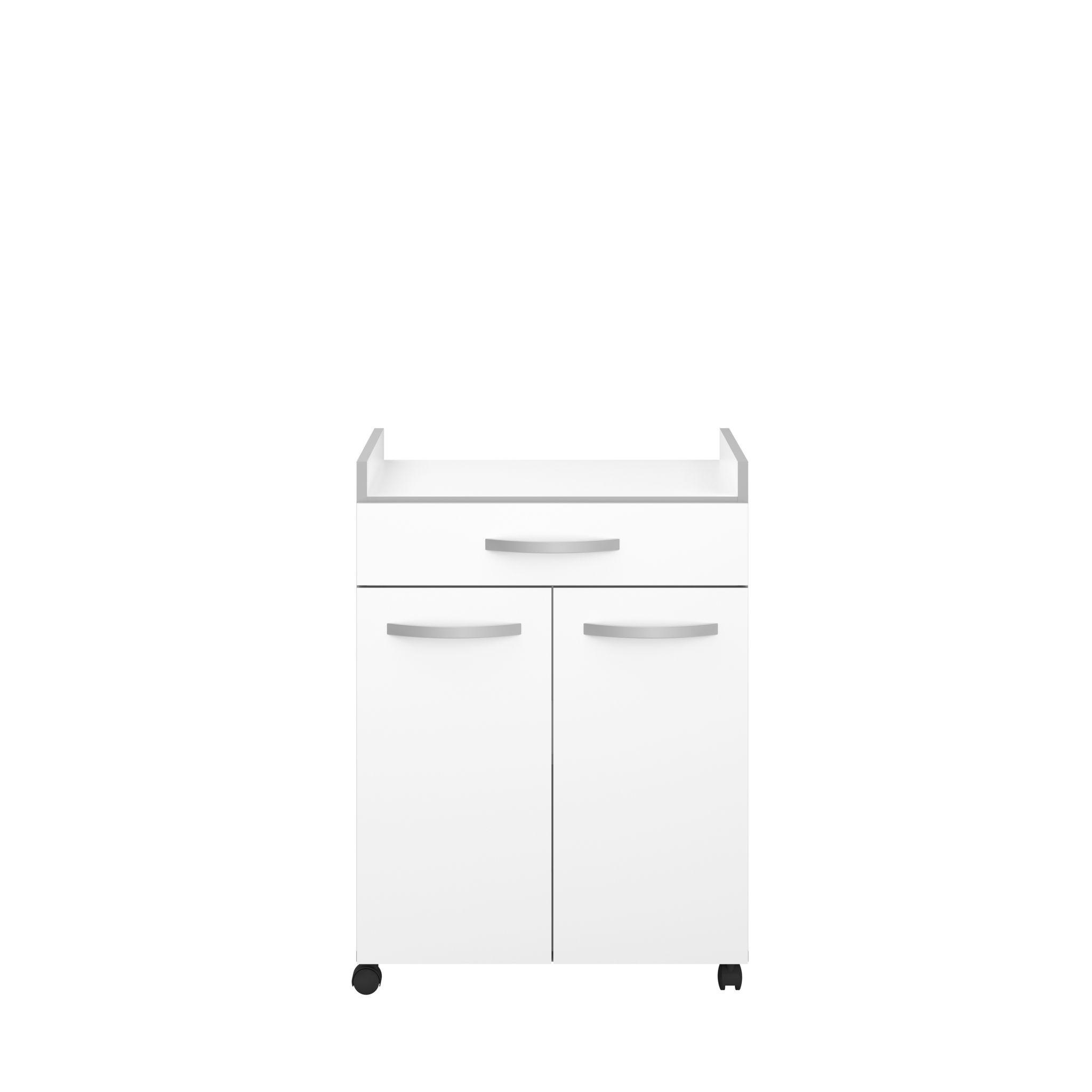 Voir la diapositive 5 : Desserte de cuisine avec roulettes 2 portes 1 tiroir  L60cm ZAK