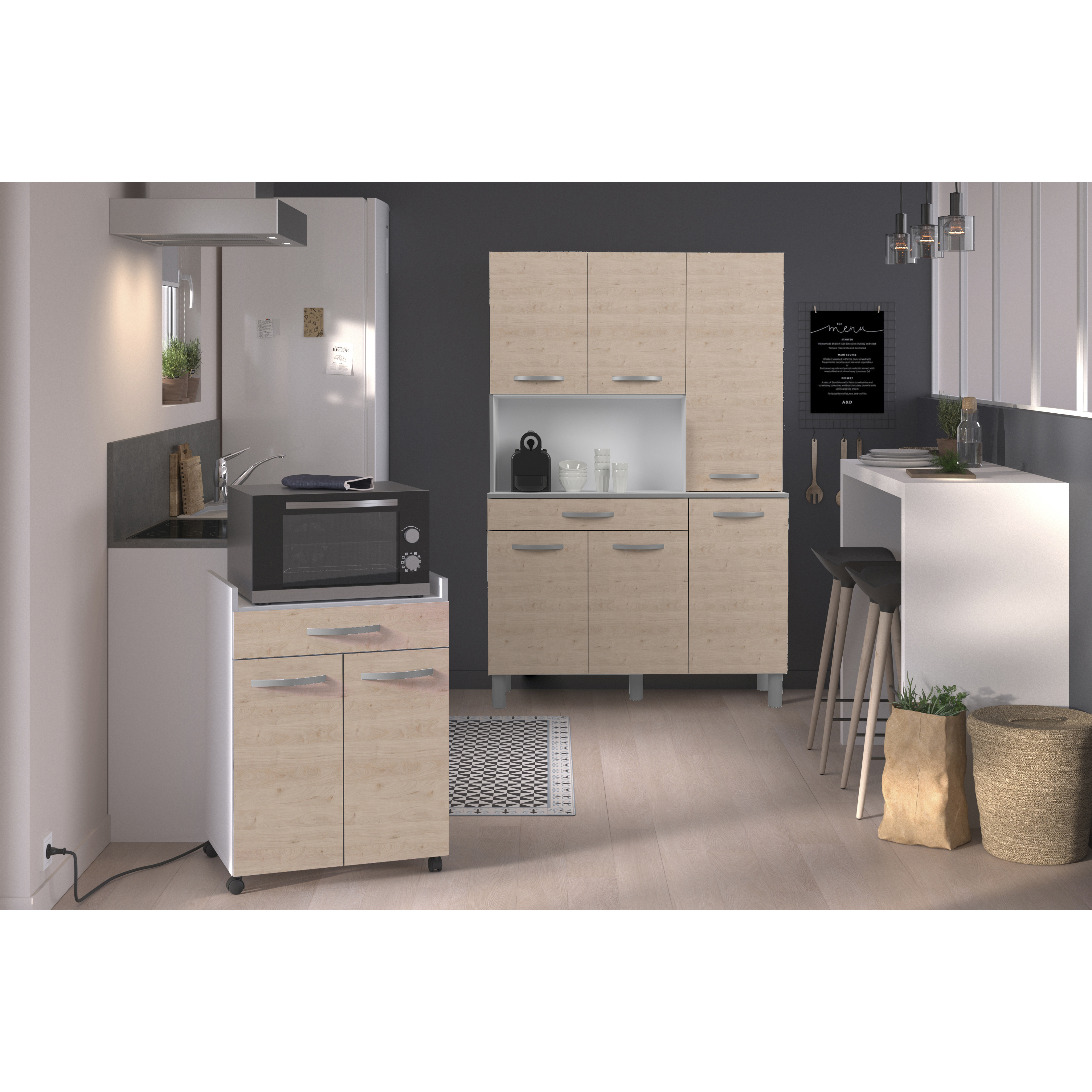 Voir la diapositive 6 : Buffet de cuisine 6 portes 1 tiroir L120cm ZAK