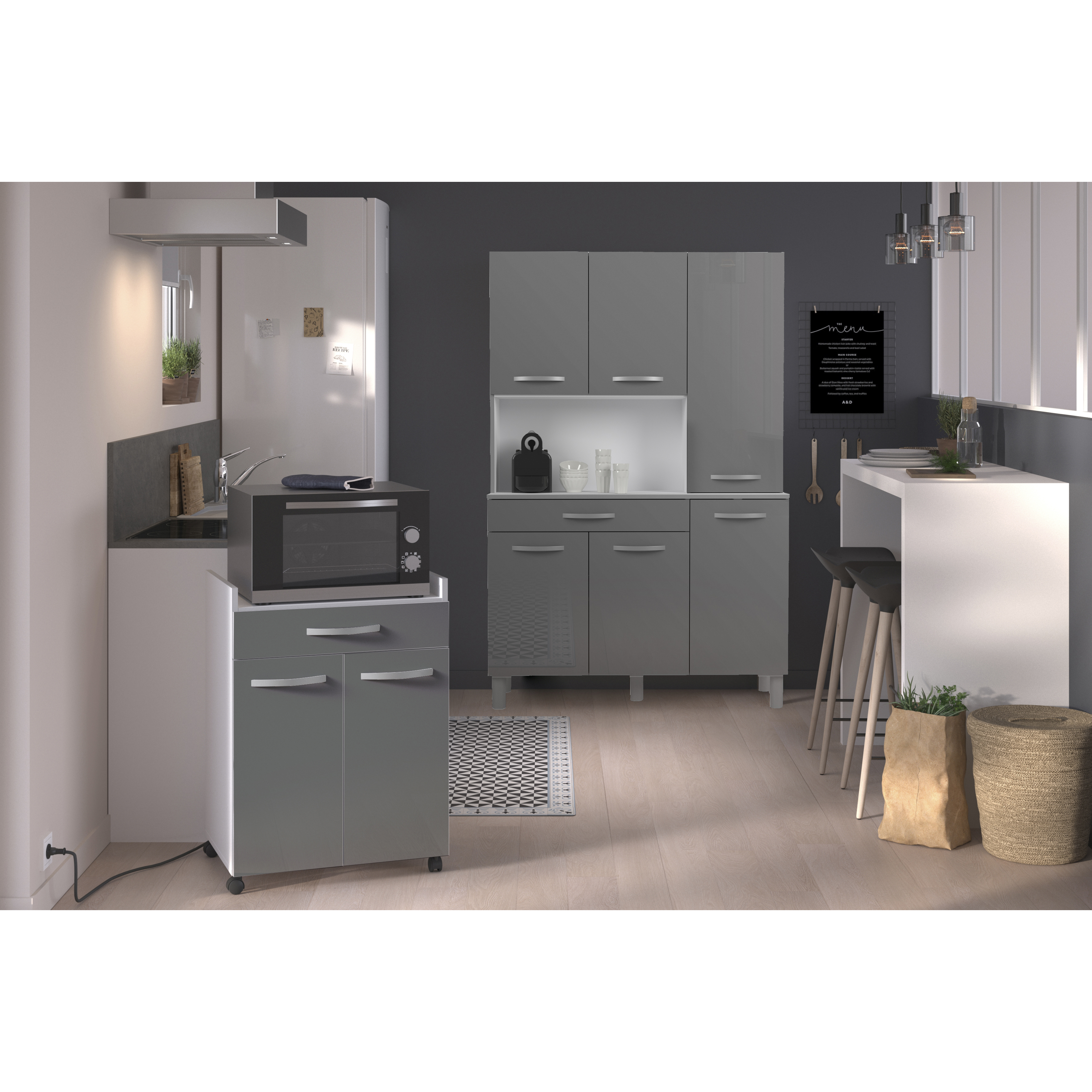 Voir la diapositive 6 : Buffet de cuisine 6 portes 1 tiroir L120cm ZAK