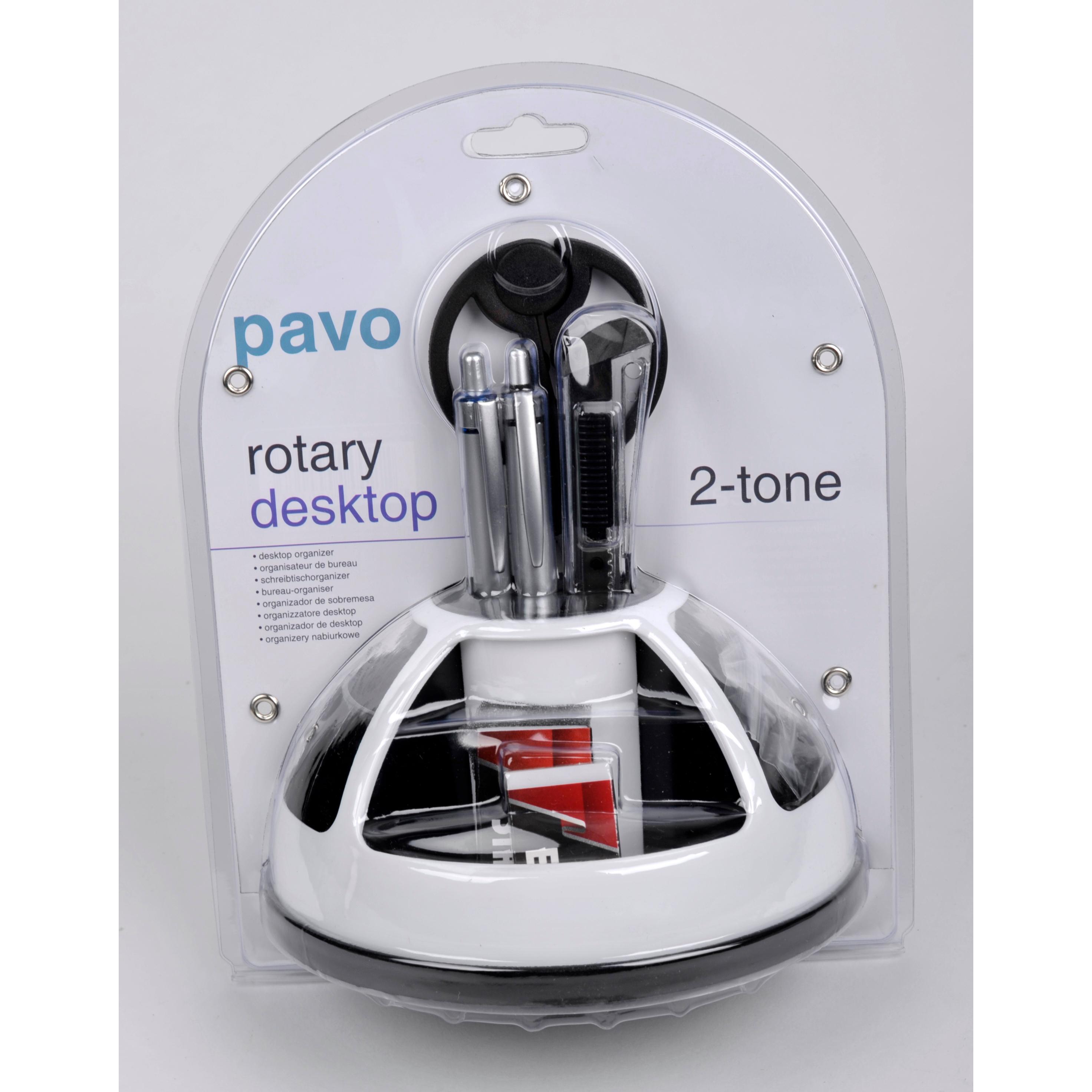 Organisateur de bureau rotatif blanc avec 9 accessoires Pavo