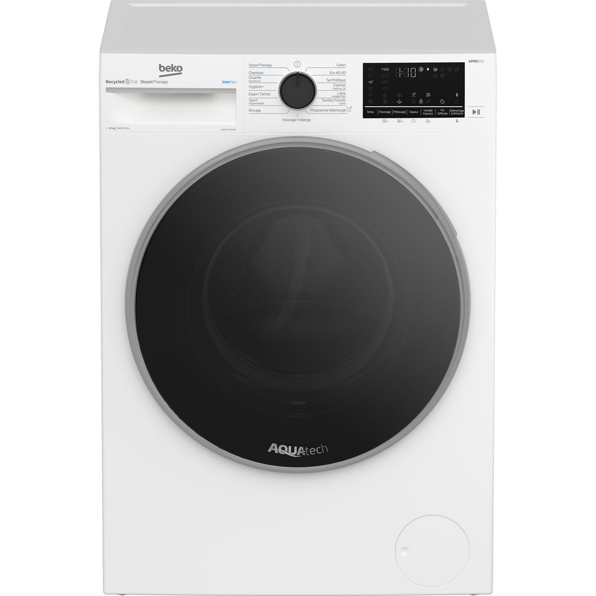 BEKO Lave linge hublot à induction B3WFT51243W, 12 kg, 1400 T/min, A