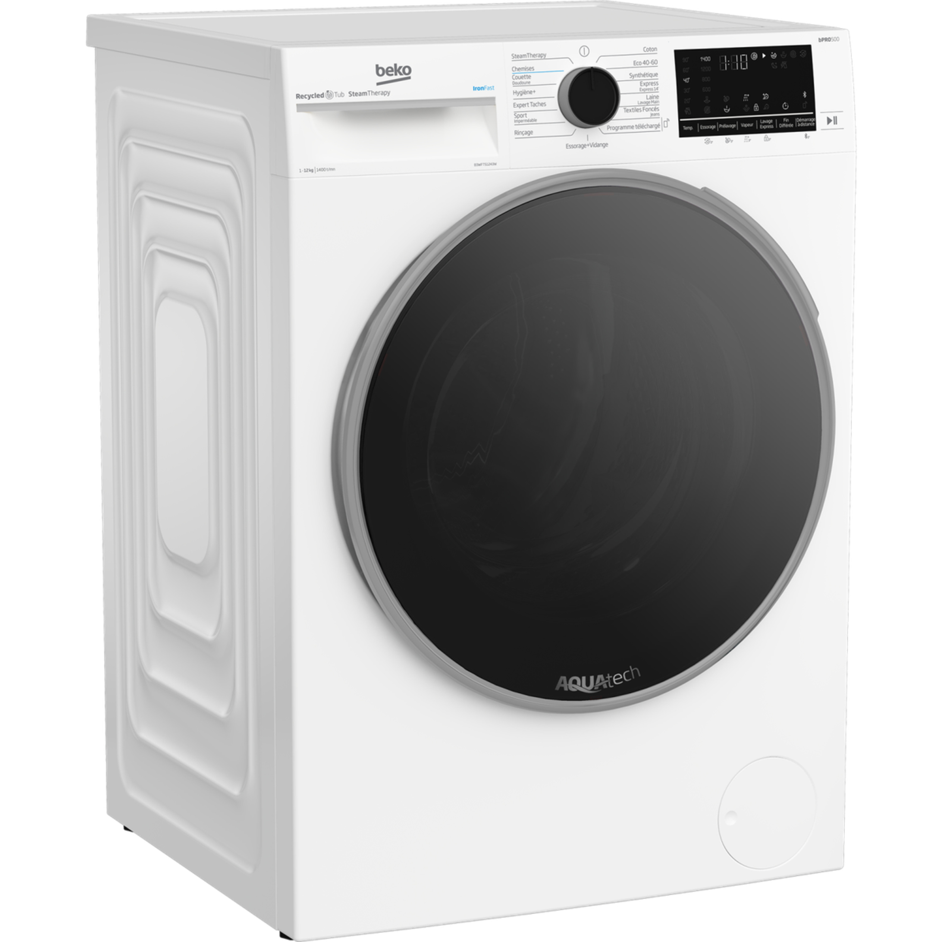 Voir la diapositive 3 : BEKO Lave linge hublot à induction B3WFT51243W, 12 kg, 1400 T/min, A
