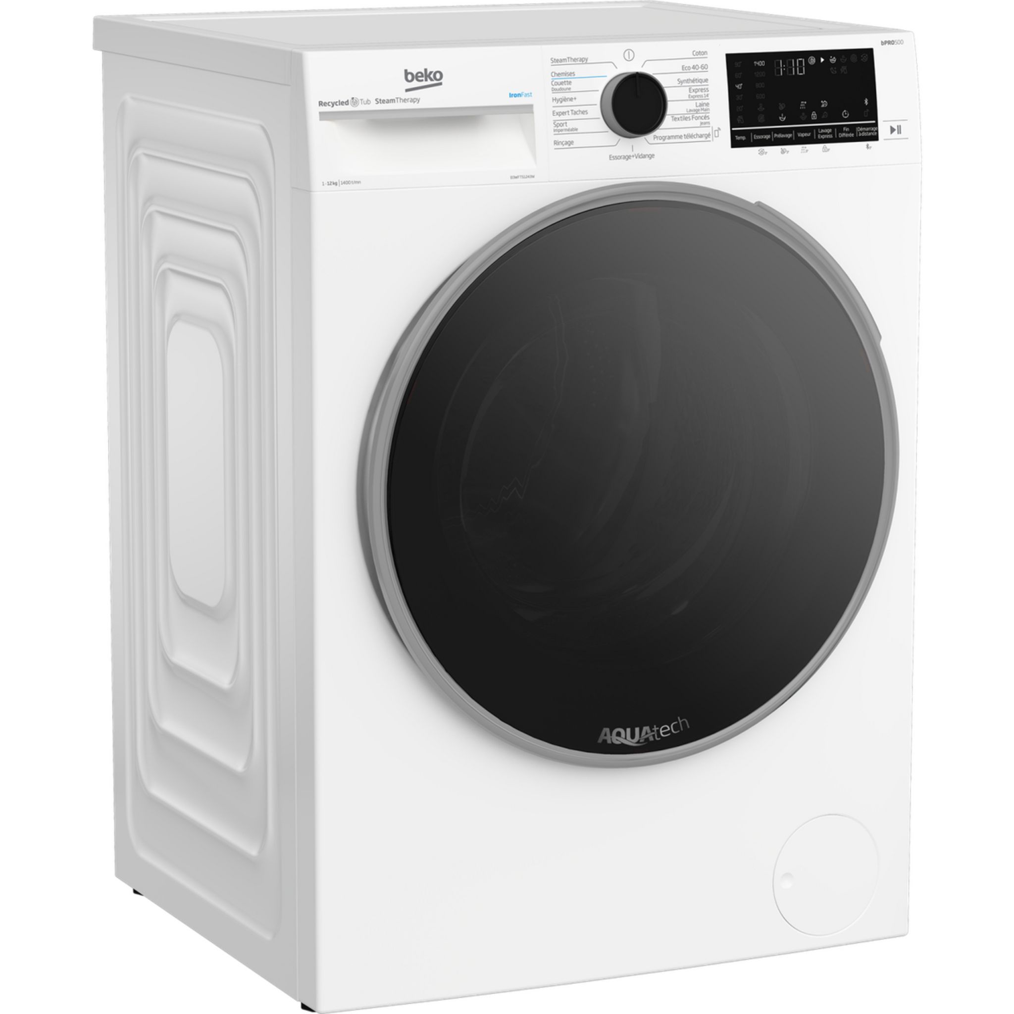 Voir la diapositive 3 : BEKO Lave linge hublot à induction B3WFT51243W, 12 kg, 1400 T/min, A