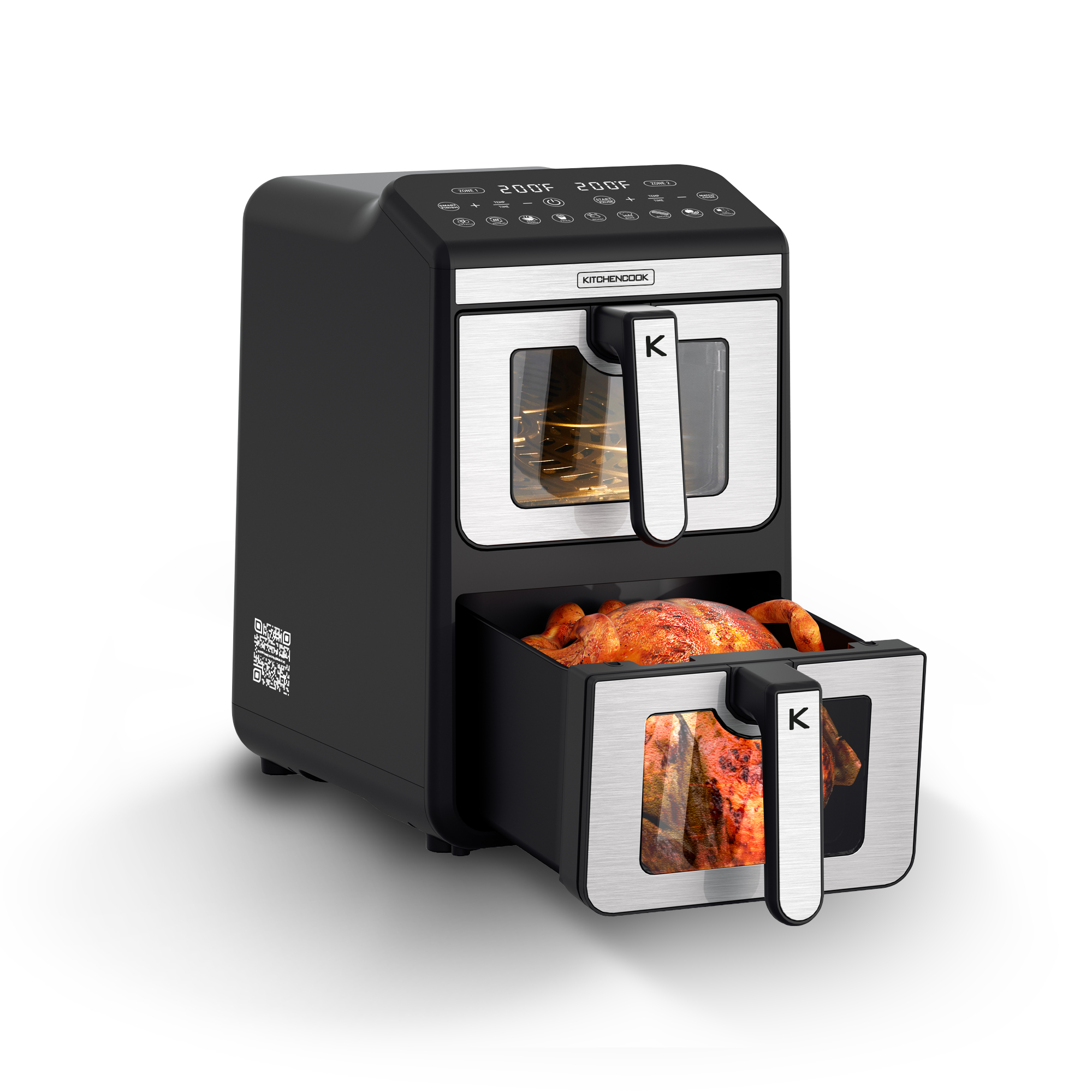 Voir la diapositive 6 : KITCHENCOOK Double friteuse à air verticale AIRFLOW11 - Noir
