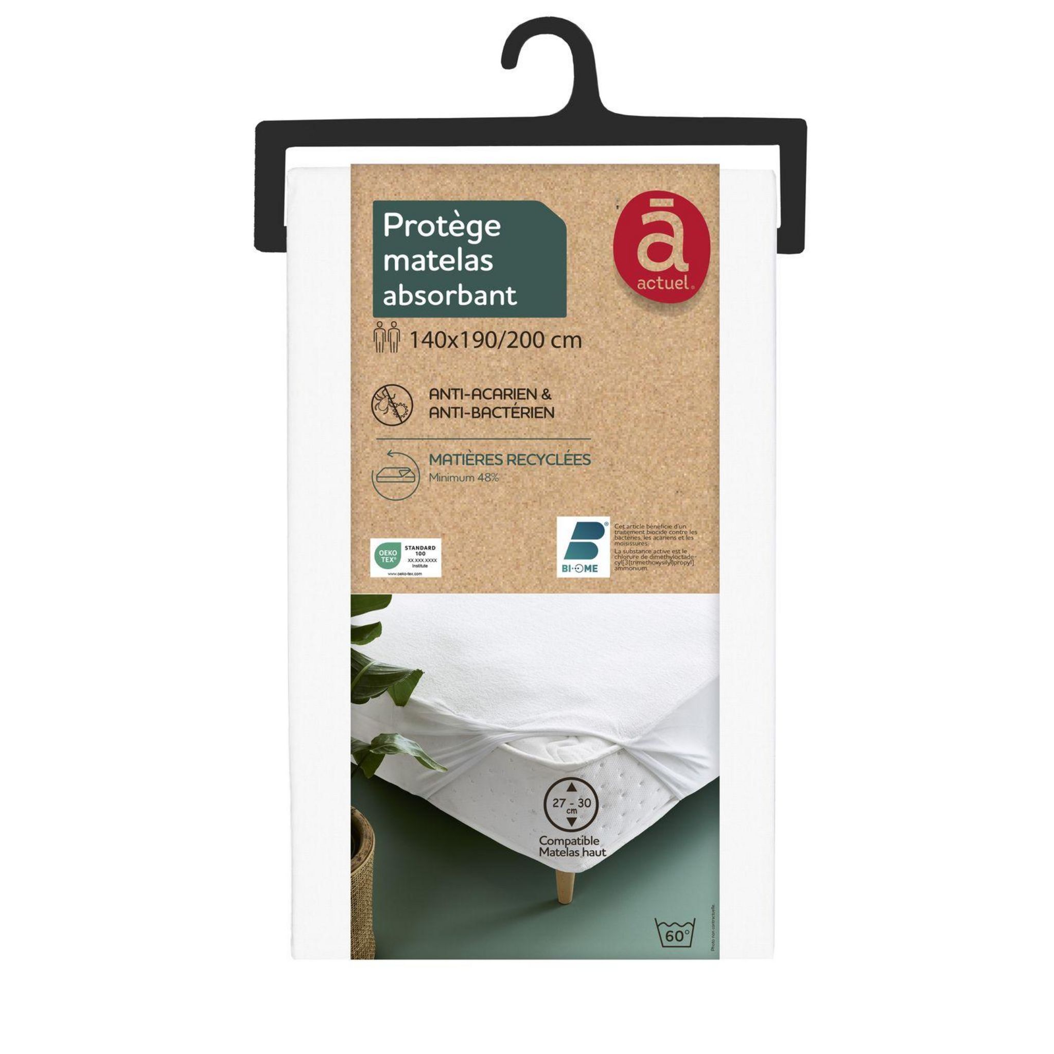 ACTUEL Protège matelas absorbant anti acarien et antibactérien CASA. Coloris disponibles : Blanc