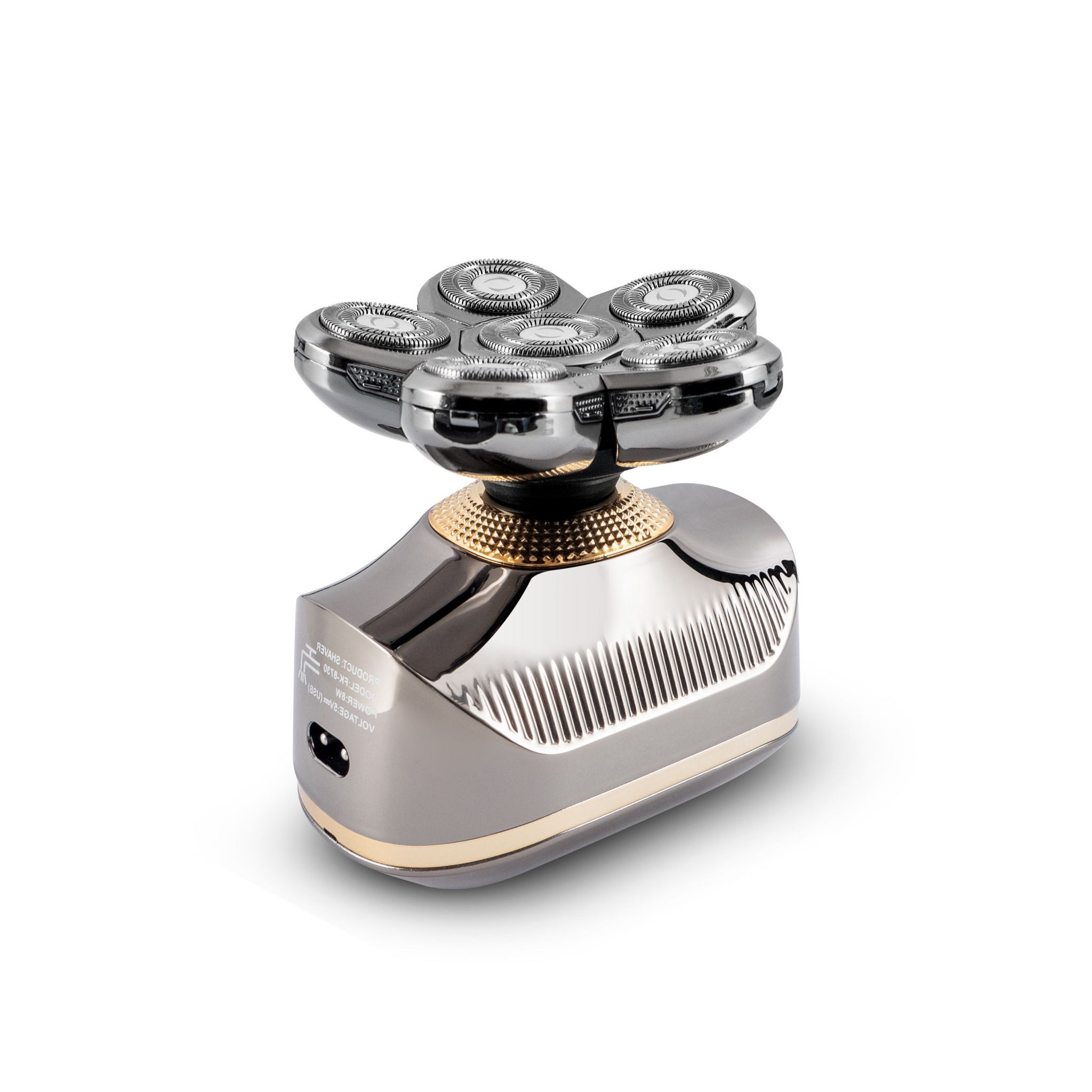 Voir la diapositive 5 : BECKER SHAVES & TRIMS Rasoir à 6 têtes rotatives H6 - Gris