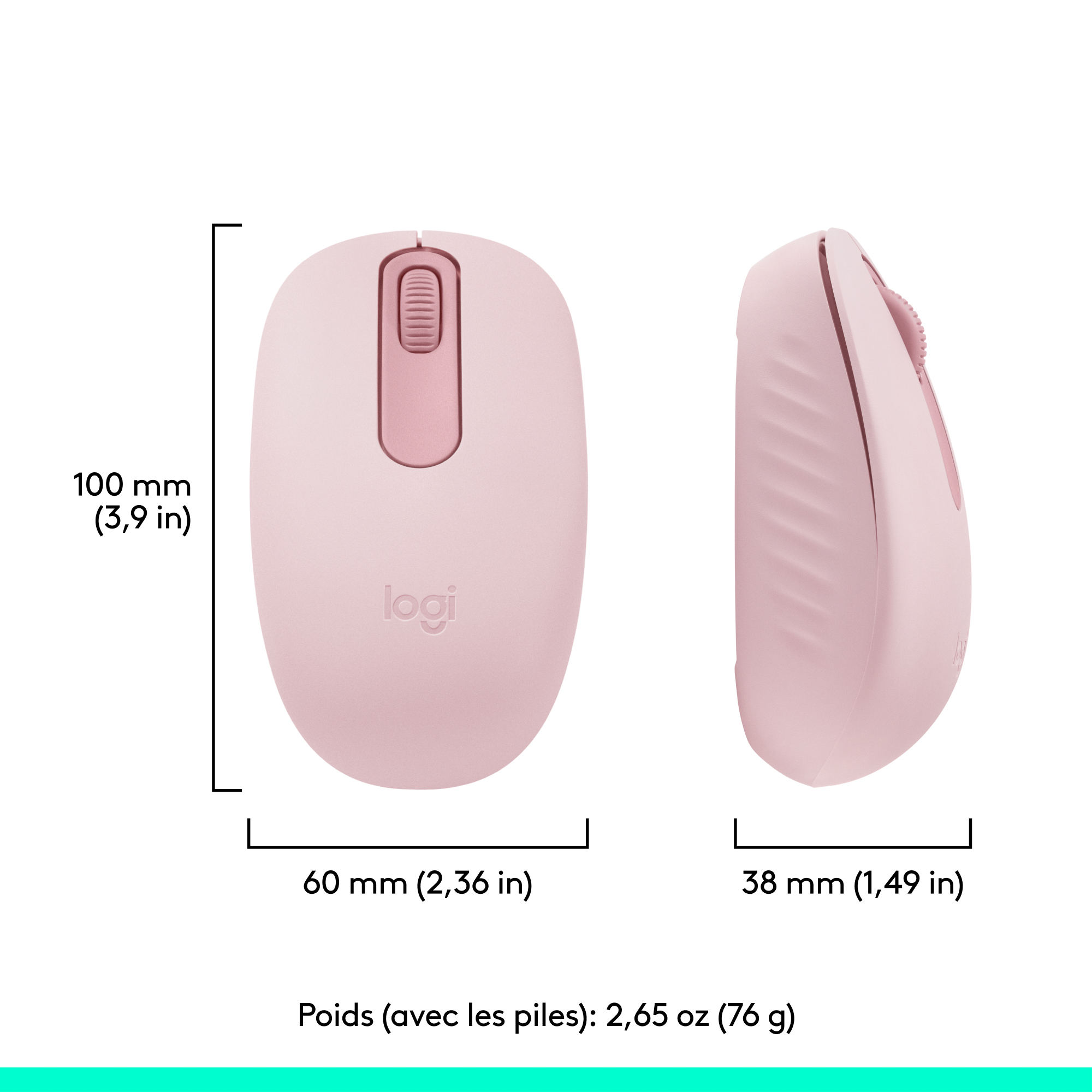 Voir la diapositive 8 : LOGITECH Souris Sans Fil M196 - Rose
