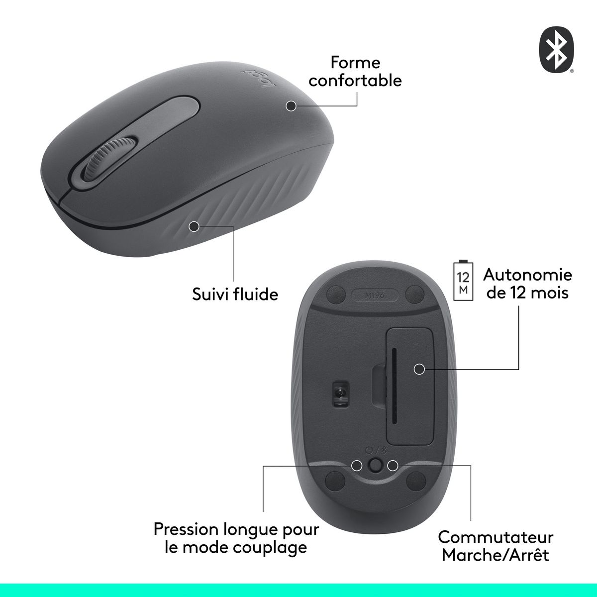 LOGITECH Souris Sans Fil M196 - Noir