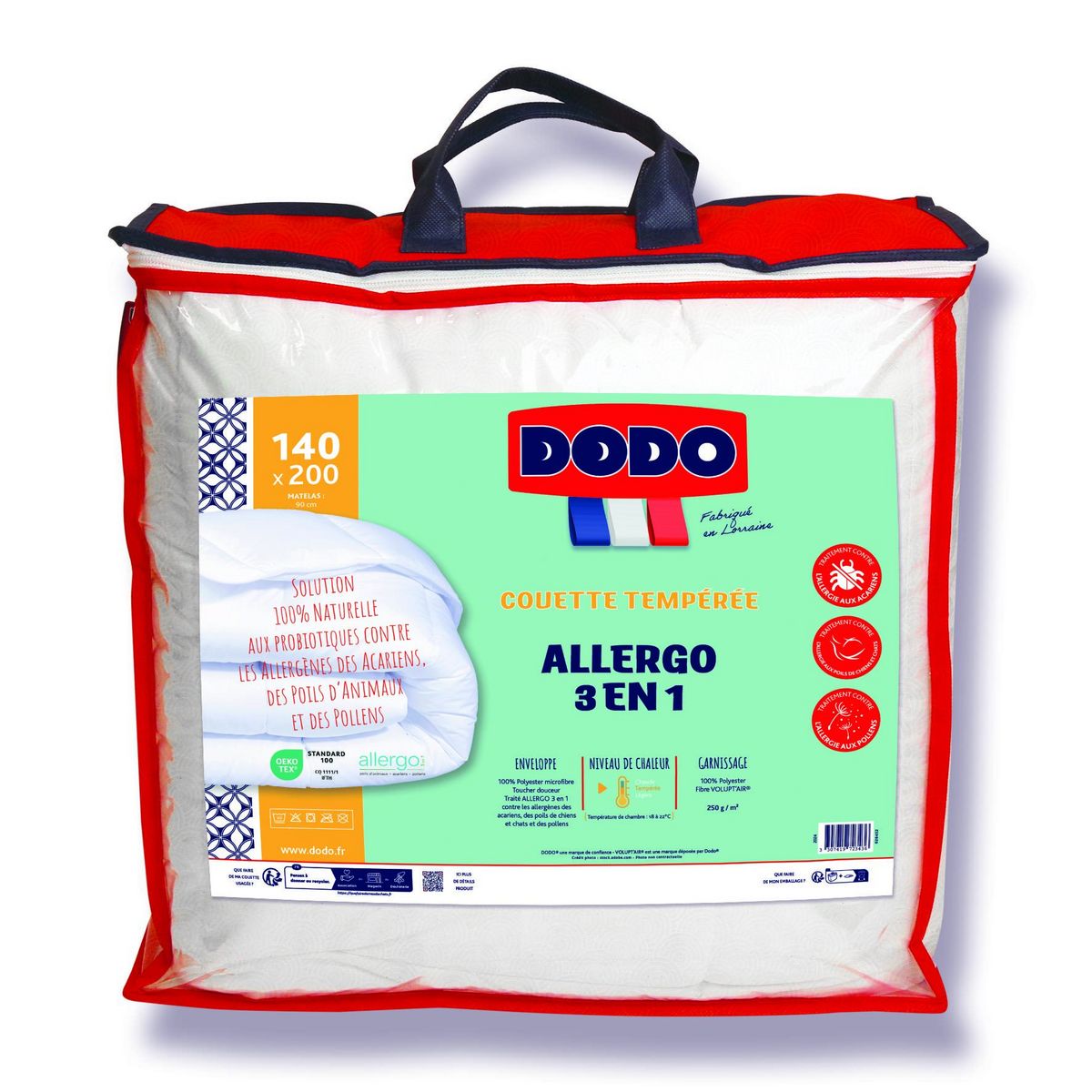 ACTUEL Couette tempérée ALLERGO  3 en 1 - 250g/m²