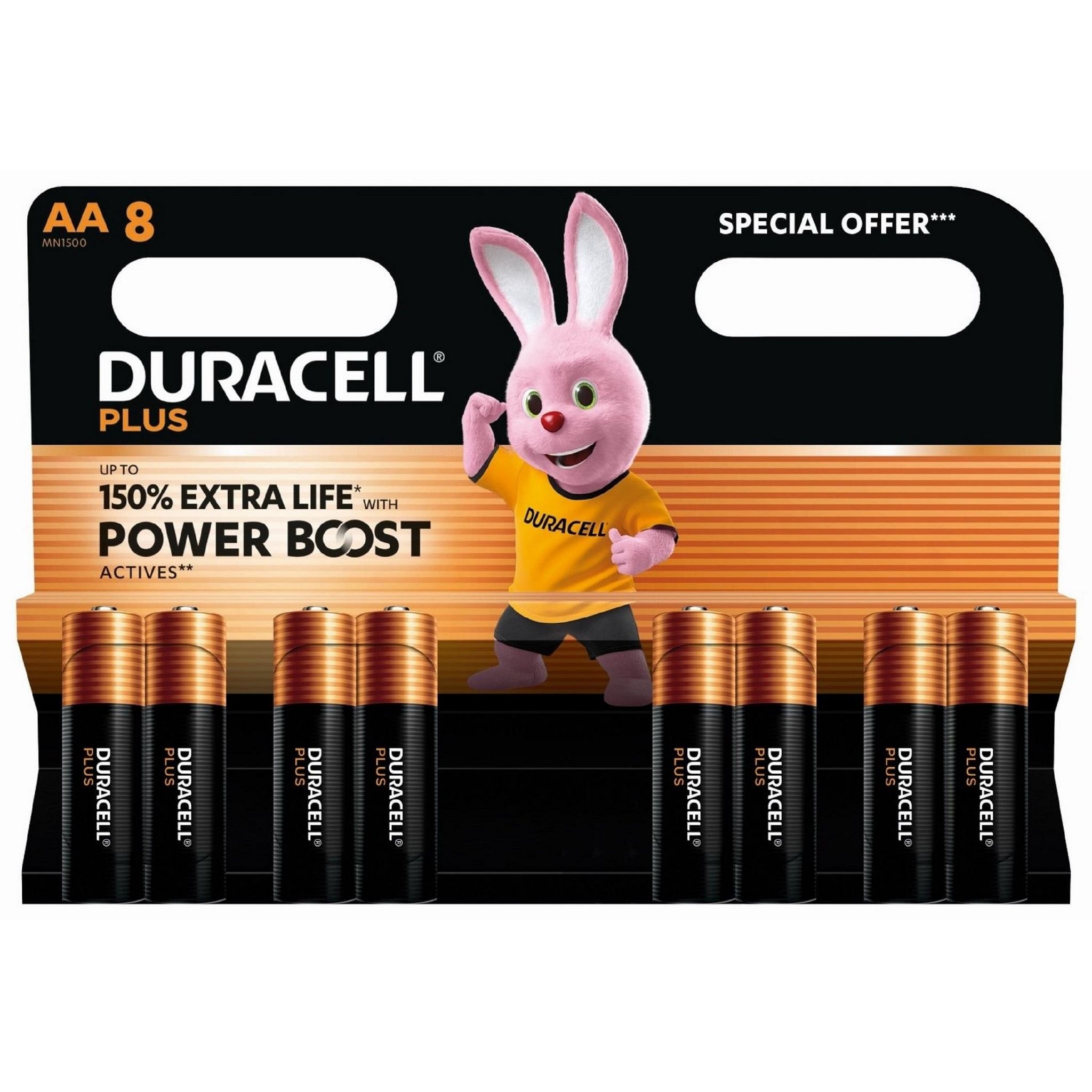 DURACELL Lot de 8 piles plus AAA Power Boost