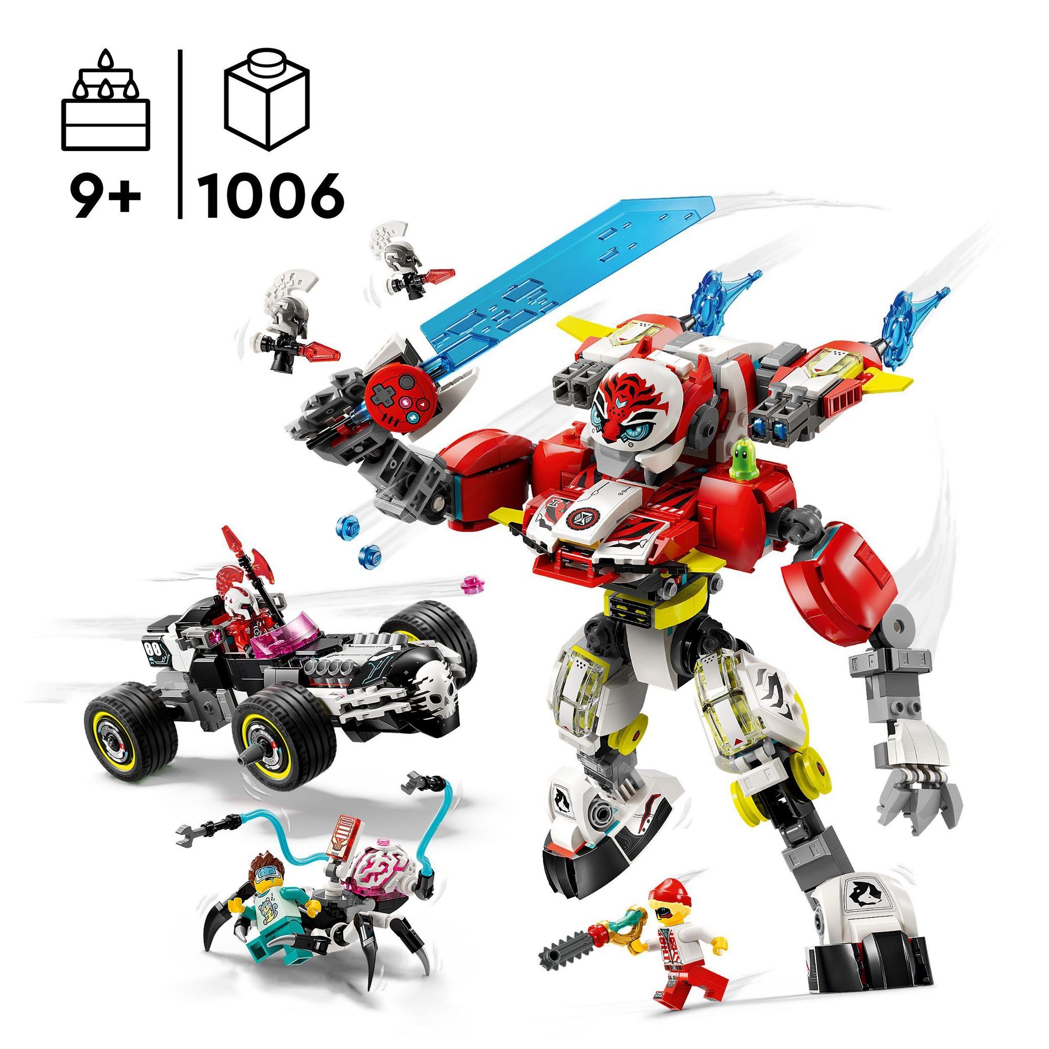 Voir la diapositive 3 : LEGO DREAMZzz 71497 - Robot-Tigre de Cooper et bolide de Zéro