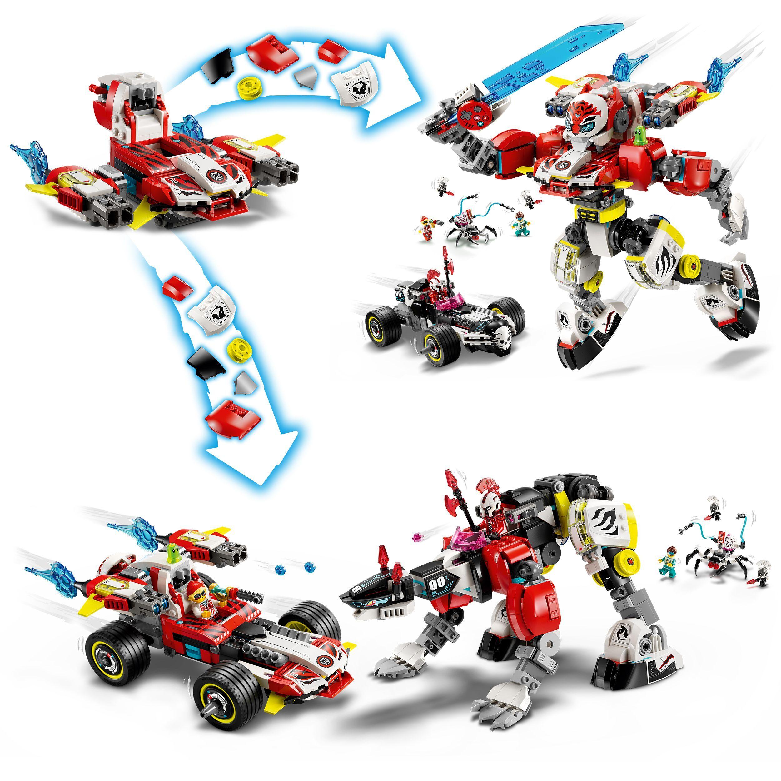 Voir la diapositive 4 : LEGO DREAMZzz 71497 - Robot-Tigre de Cooper et bolide de Zéro