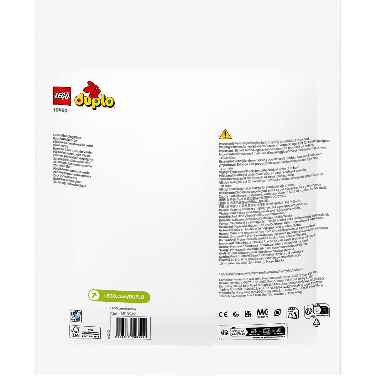 LEGO Duplo 10460 - Plaque de Construction Verte