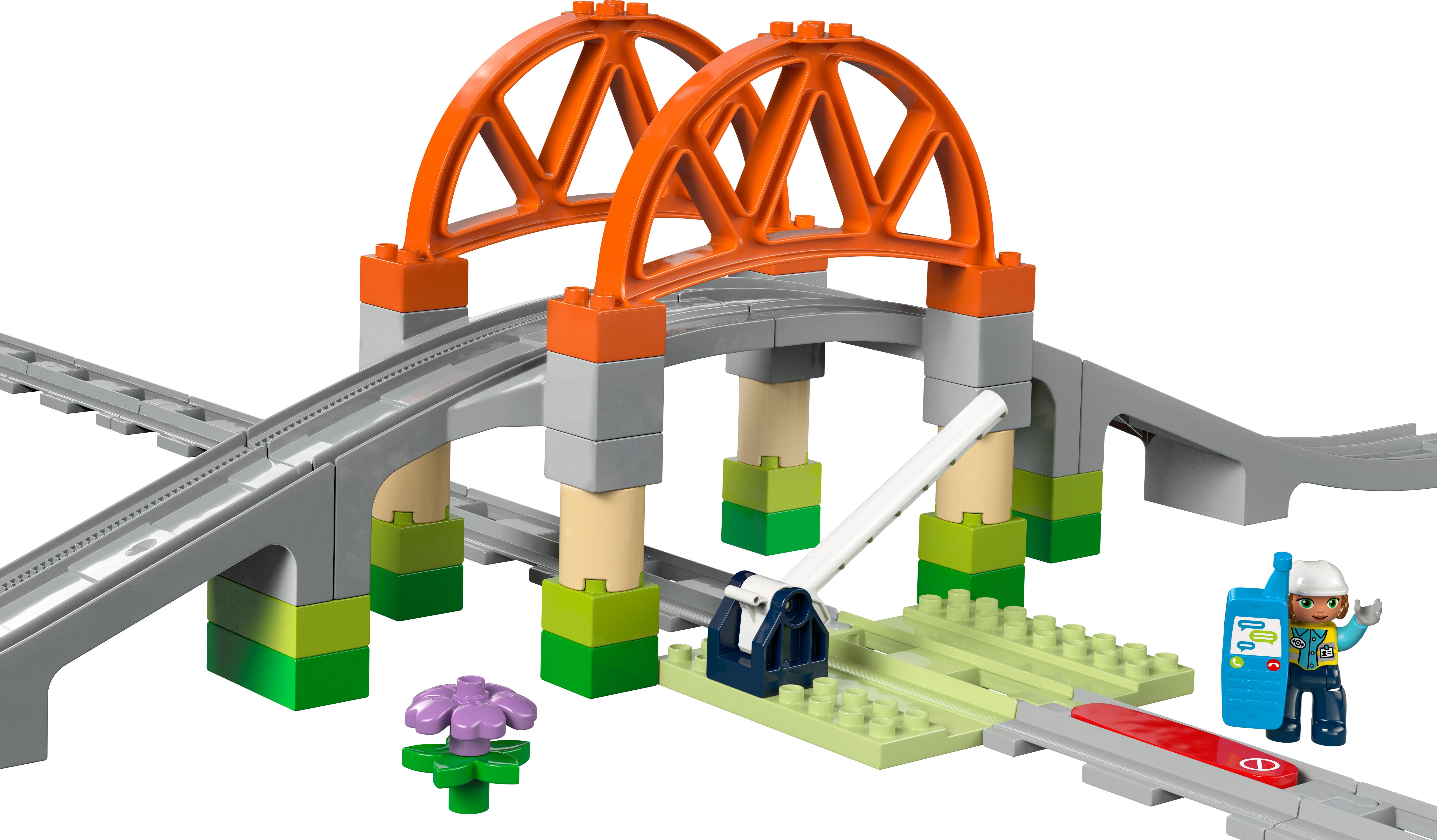 Voir la diapositive 2 : LEGO LEGO DUPLO Ma Ville 10426 Set d'Extension : Les Rails et le Pont du Train - Jouet Enfant