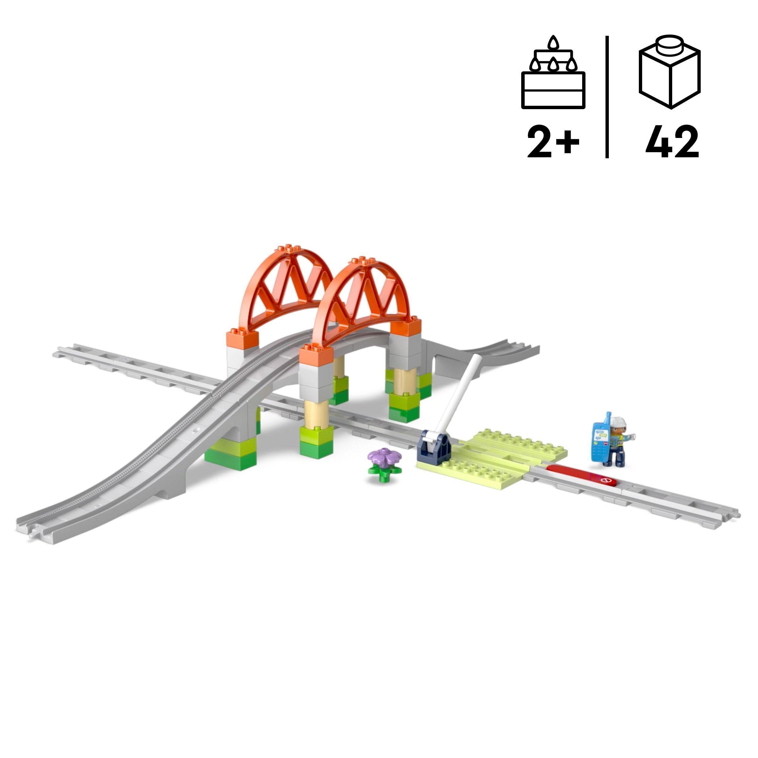 Voir la diapositive 3 : LEGO LEGO DUPLO Ma Ville 10426 Set d'Extension : Les Rails et le Pont du Train - Jouet Enfant
