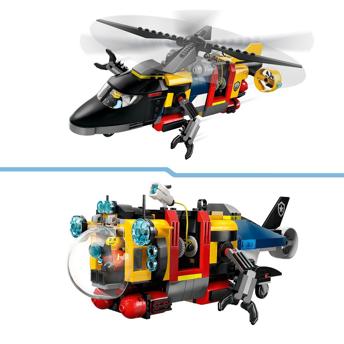 LEGO City 60462 - Hélicoptère, Camion de pompiers et sous-marin modulable